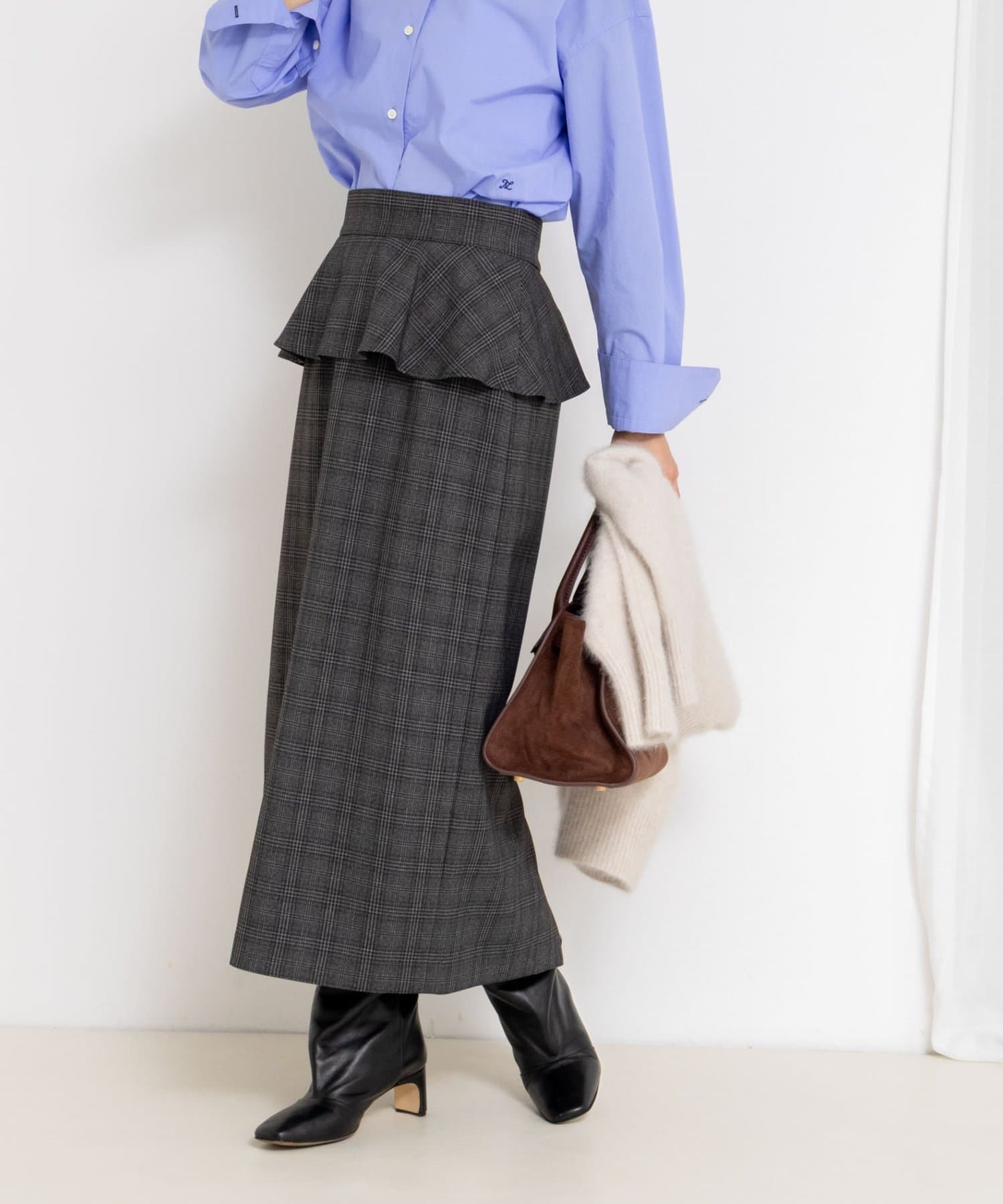 NOLLEY'S(ノーリーズ) ウォッシャブルペプラムタイトミディスカート