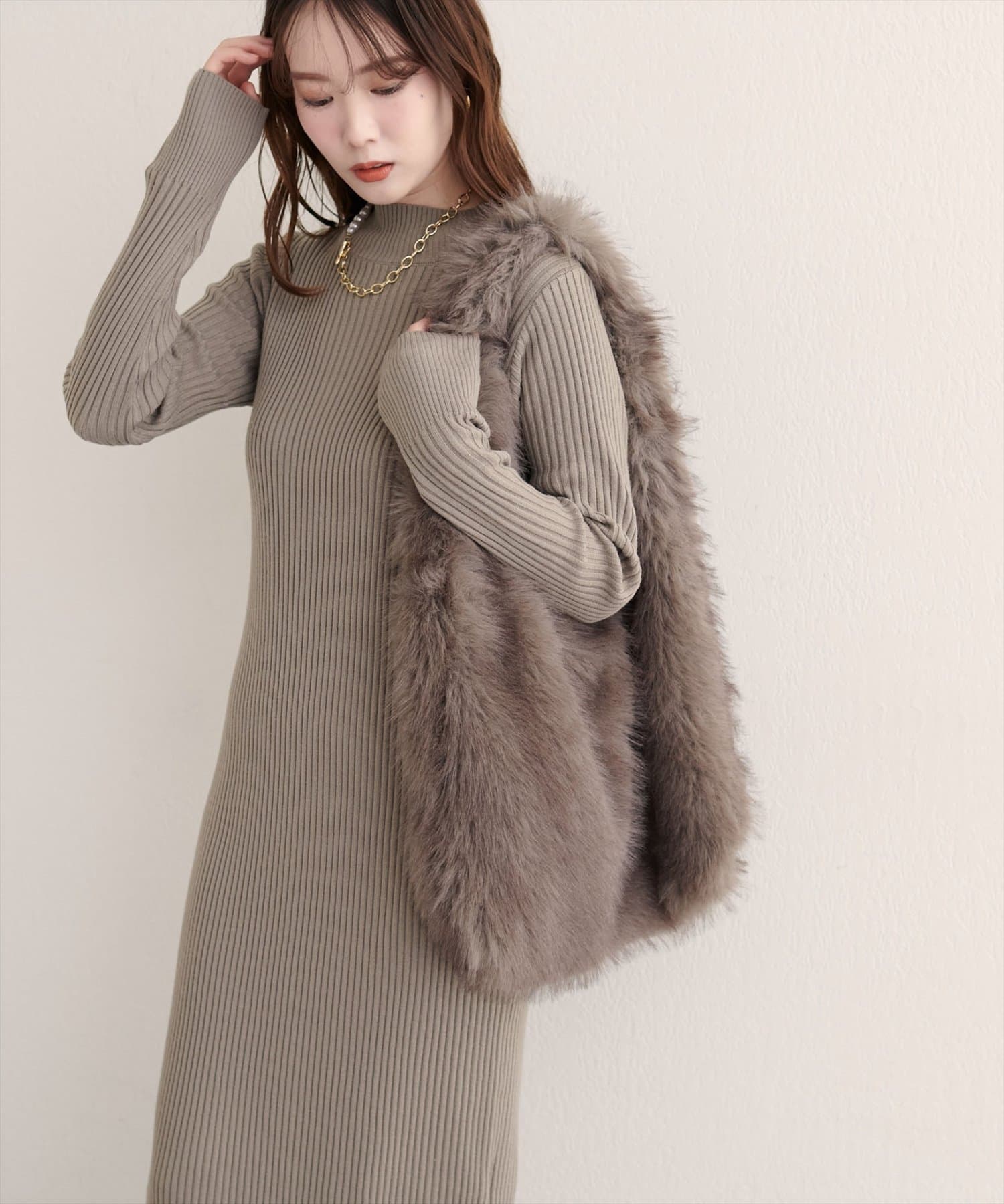 natural couture(ナチュラルクチュール) ワンハンドルファーBAG