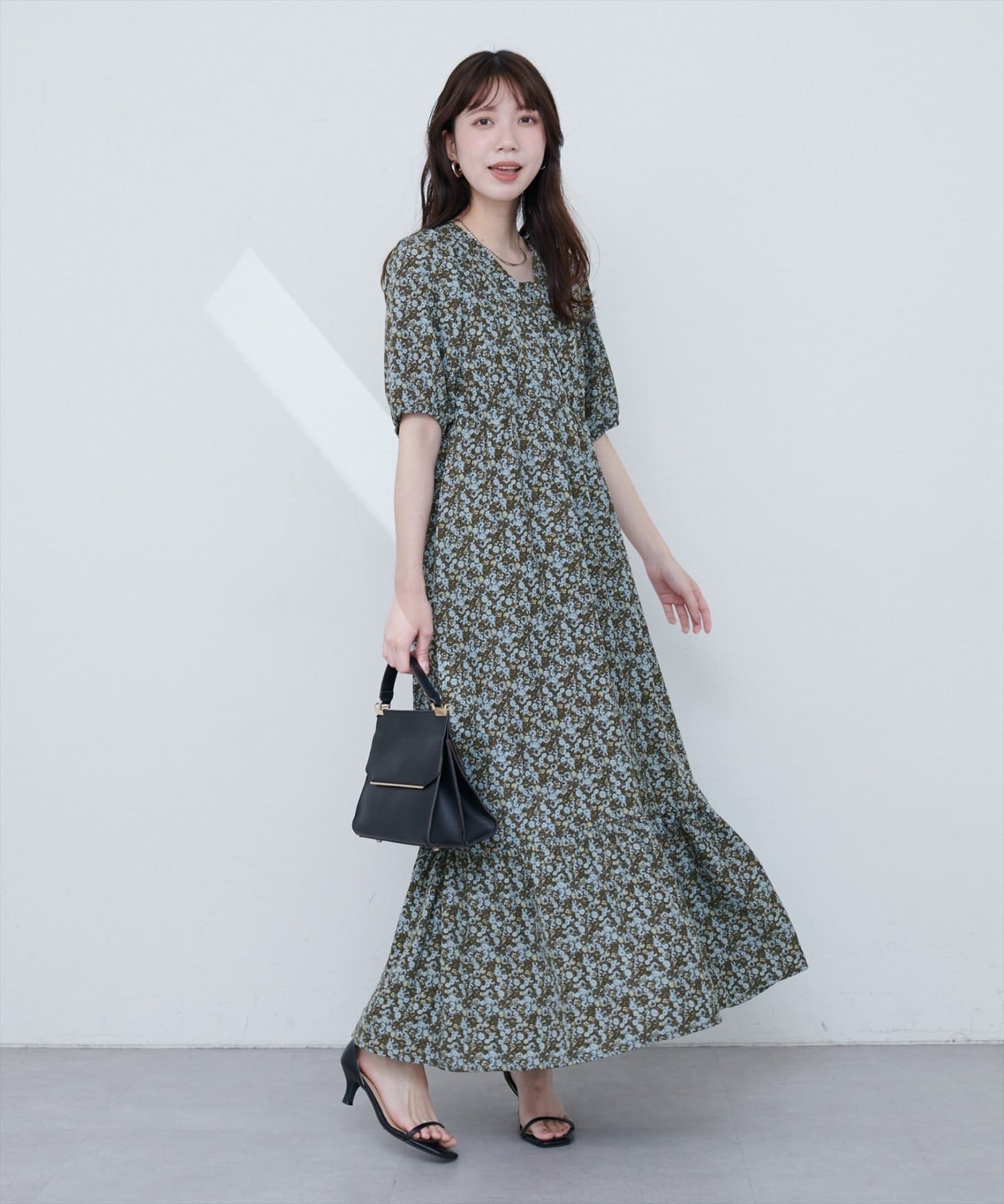 NICE CLAUP / OLIVE des OLIVE OUTLET(ナイスクラップ  / オリーブ デ オリーブ アウトレット) 【natural coutur】【WEB限定】カシュクールパフスリーブワンピース