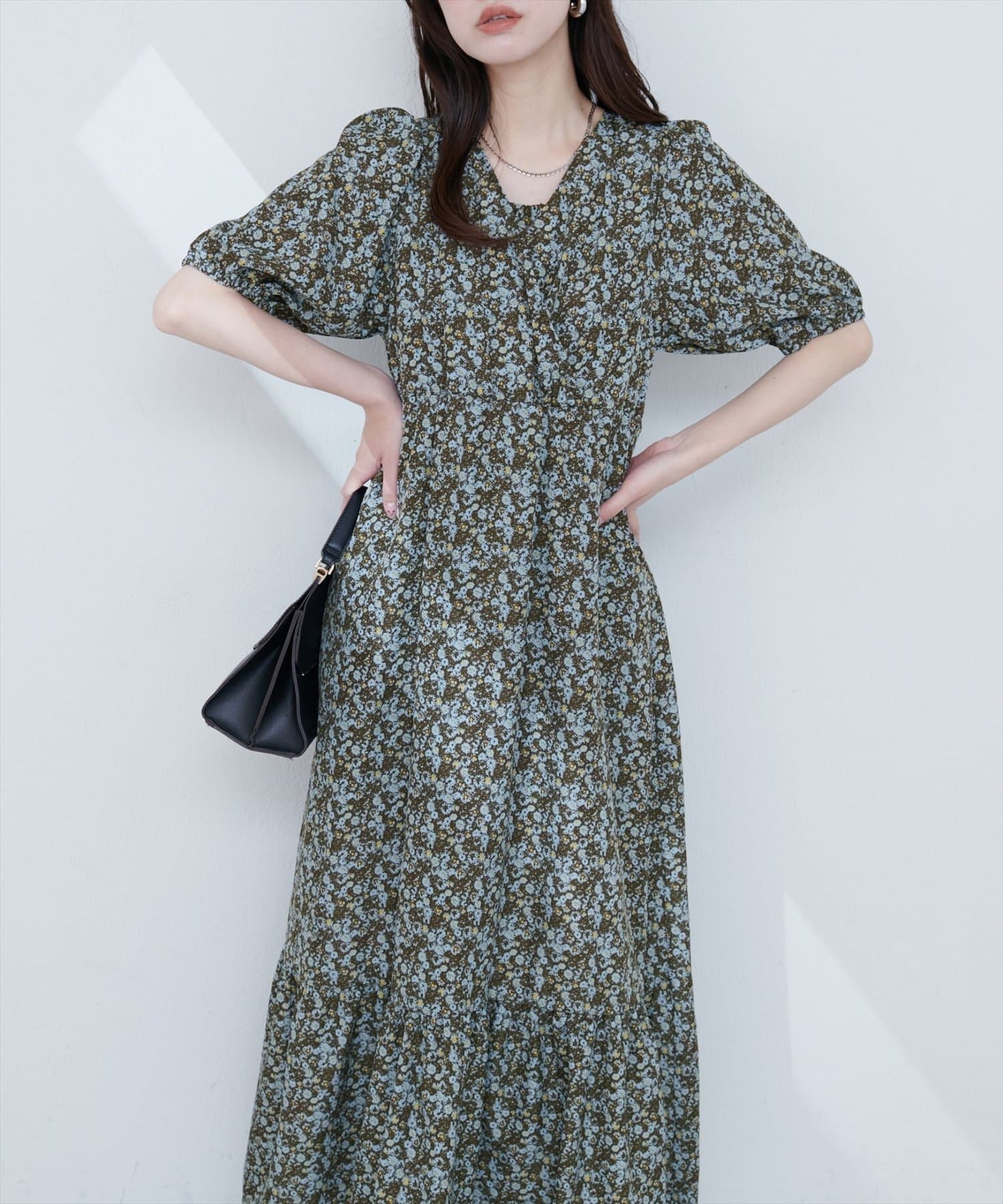 NICE CLAUP / OLIVE des OLIVE OUTLET(ナイスクラップ  / オリーブ デ オリーブ アウトレット) 【natural coutur】【WEB限定】カシュクールパフスリーブワンピース