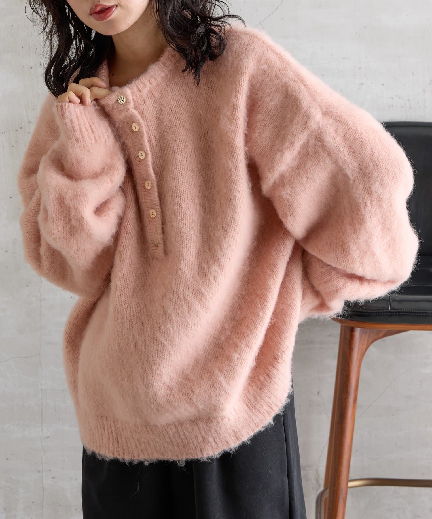 -goocy-(グーシー) 【肌触り◎/三色展開】ウールタッチヘンリープルオーバー