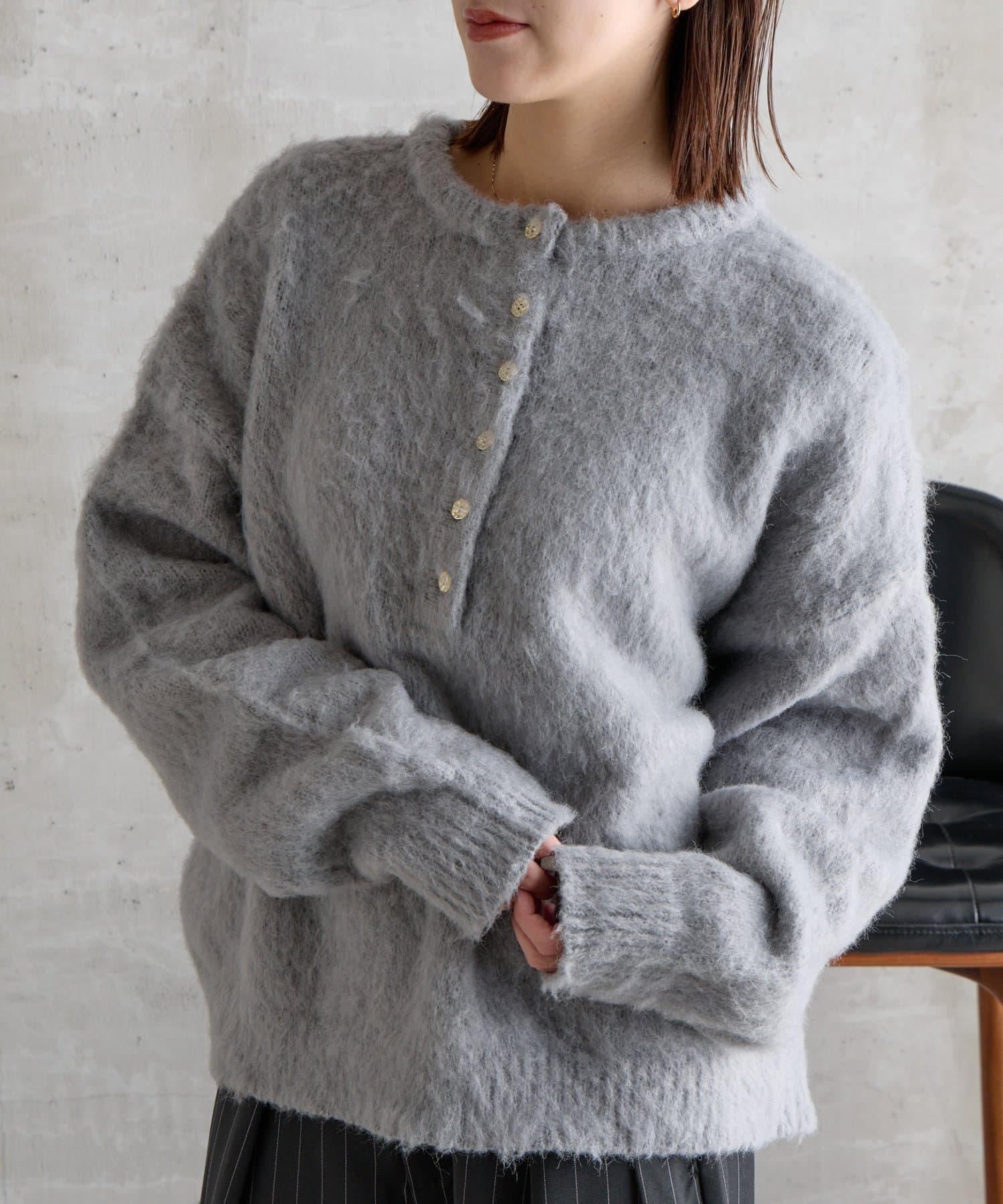 -goocy-(グーシー) 【肌触り◎/三色展開】ウールタッチヘンリープルオーバー