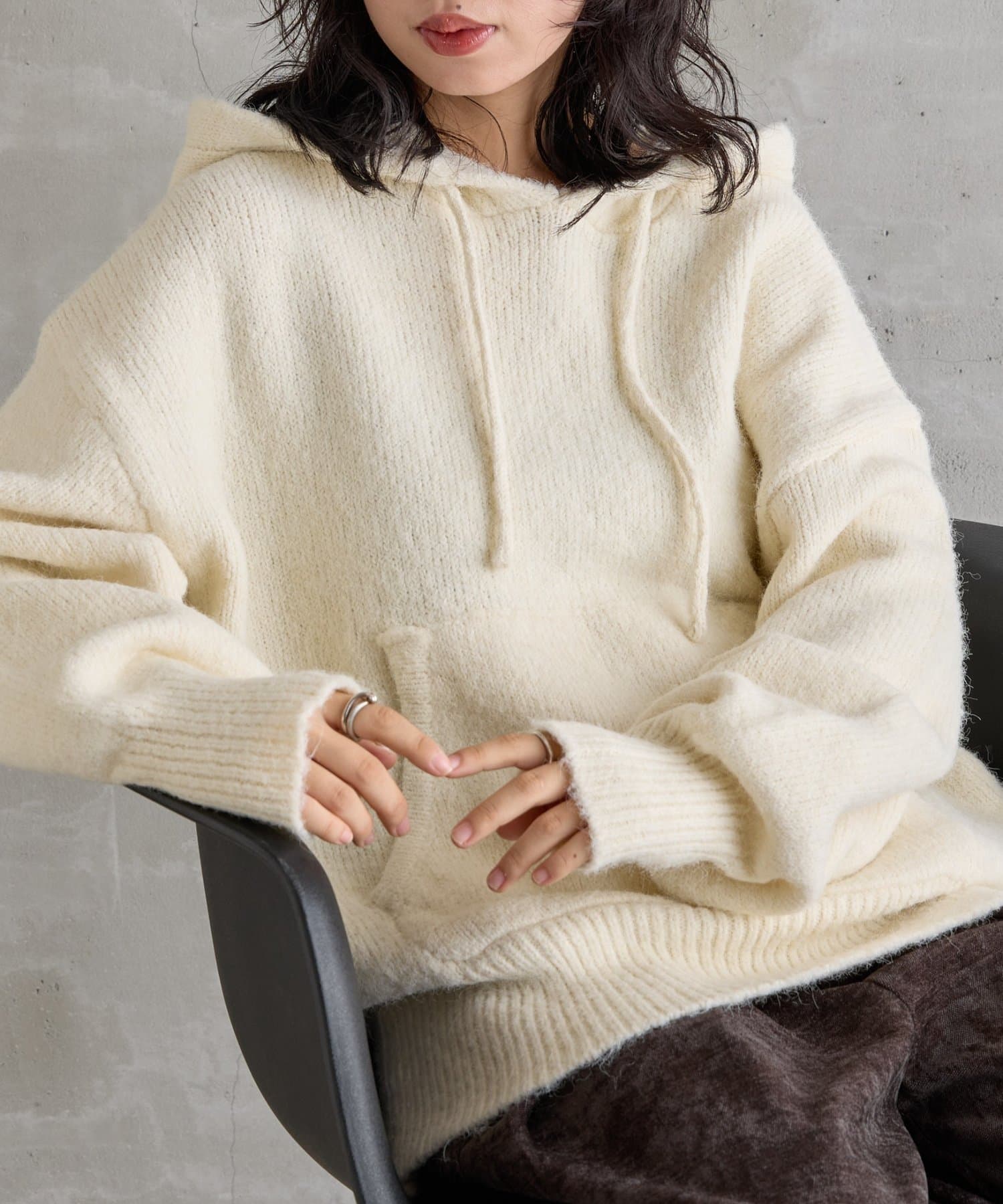 -goocy-(グーシー) ニットルーズフーディ