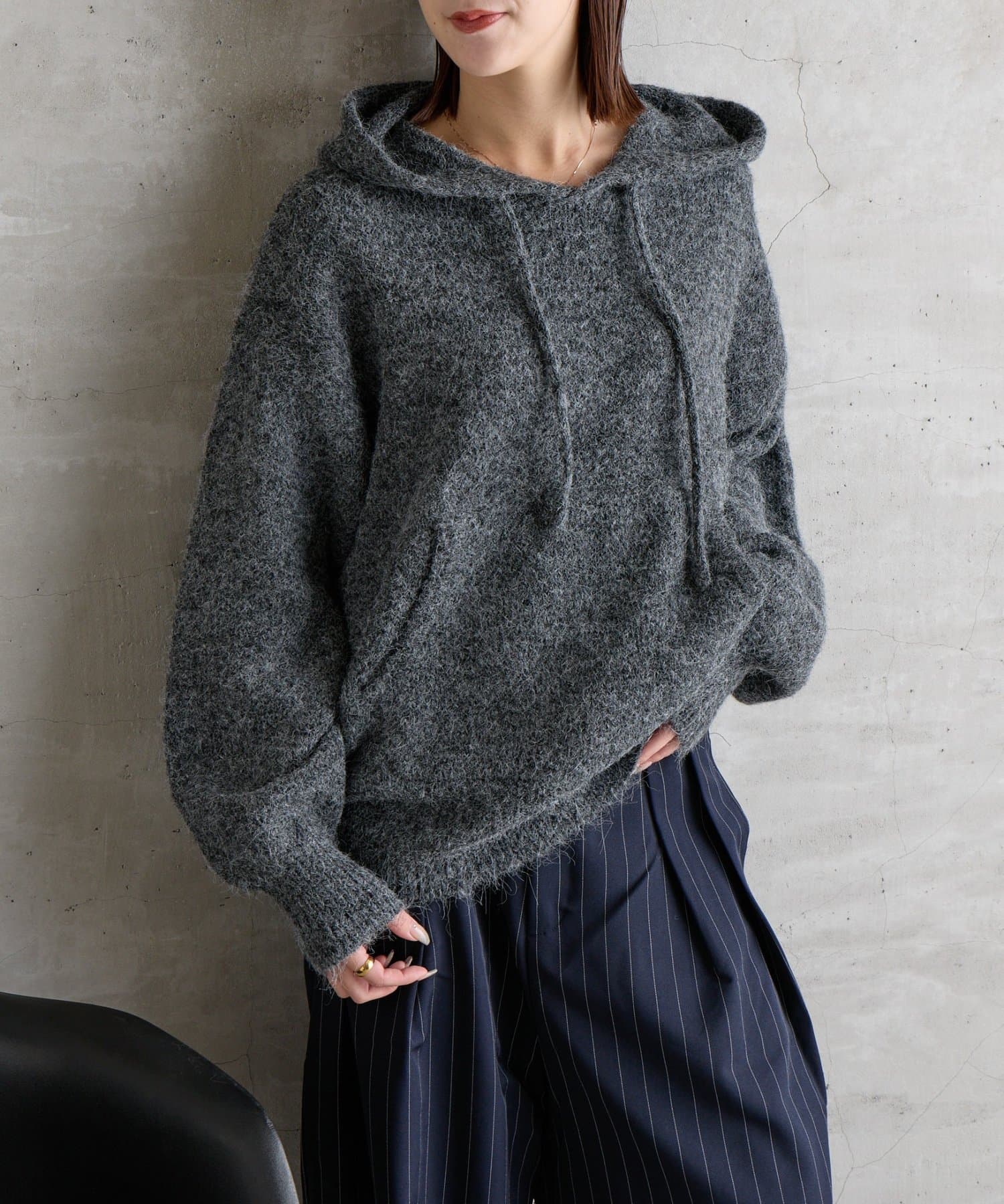 -goocy-(グーシー) ニットルーズフーディ