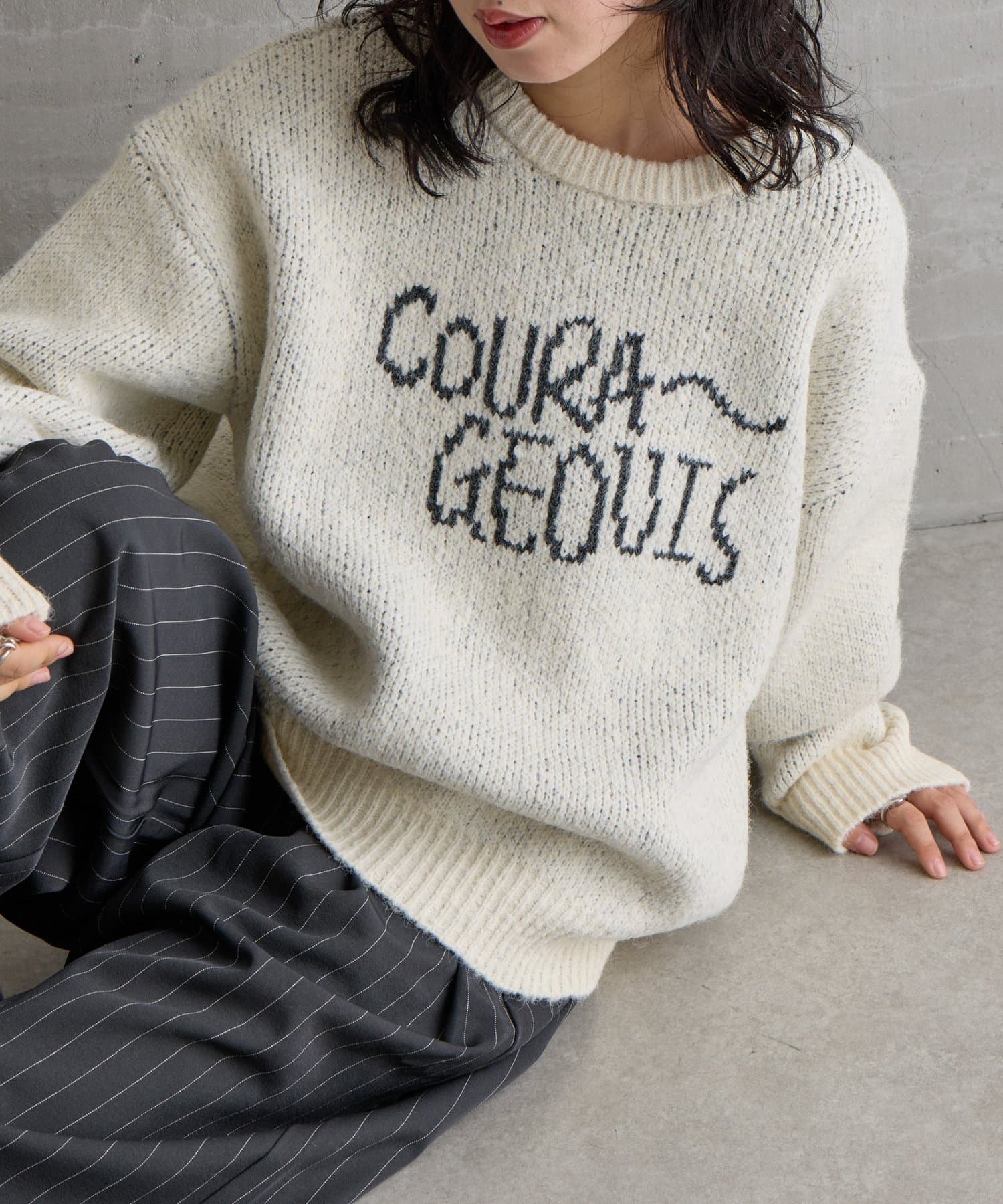 -goocy-(グーシー) シャギー配色ロゴプルオーバー