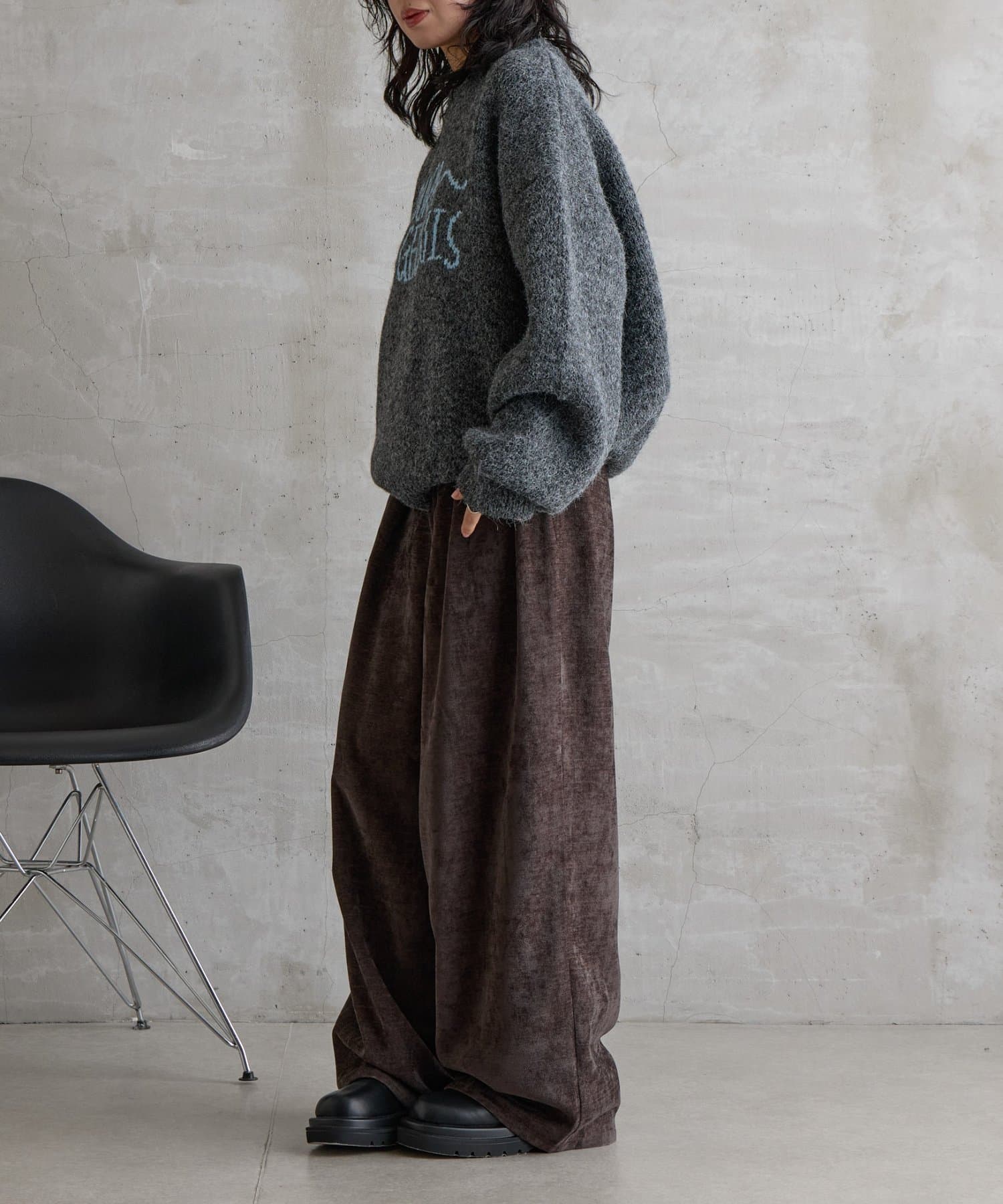 -goocy-(グーシー) シャギー配色ロゴプルオーバー