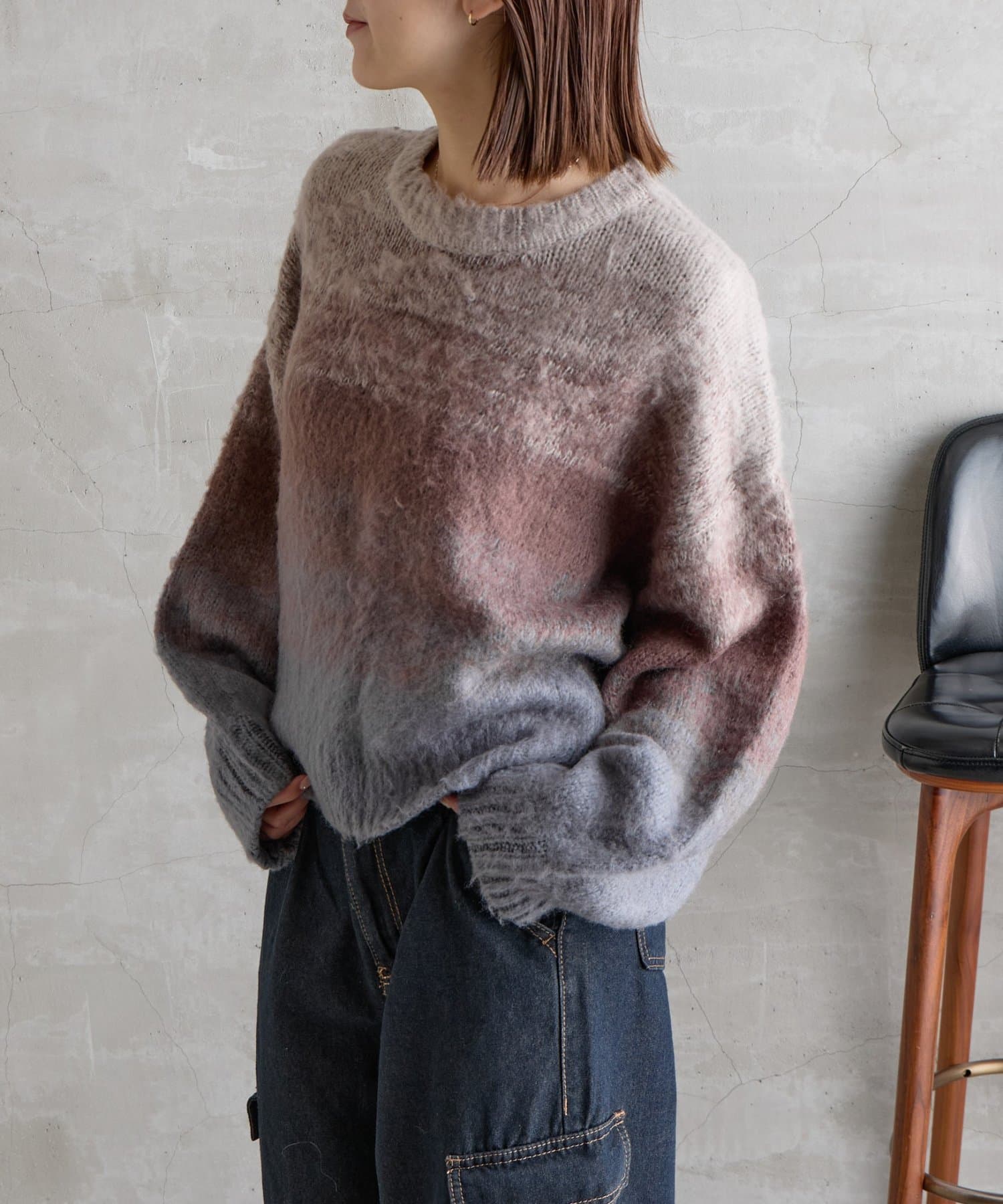 -goocy-(グーシー) モヘアタッチグラデーションニット