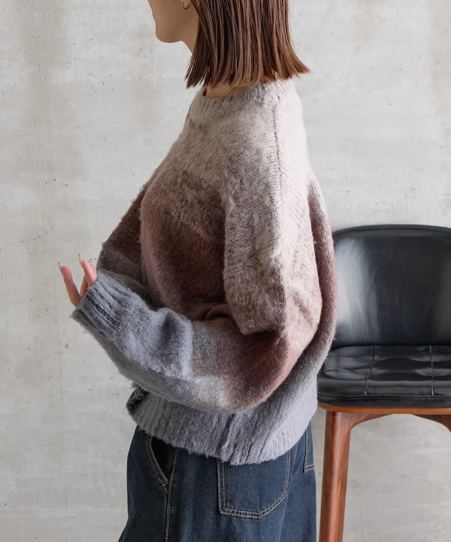 -goocy-(グーシー) モヘアタッチグラデーションニット