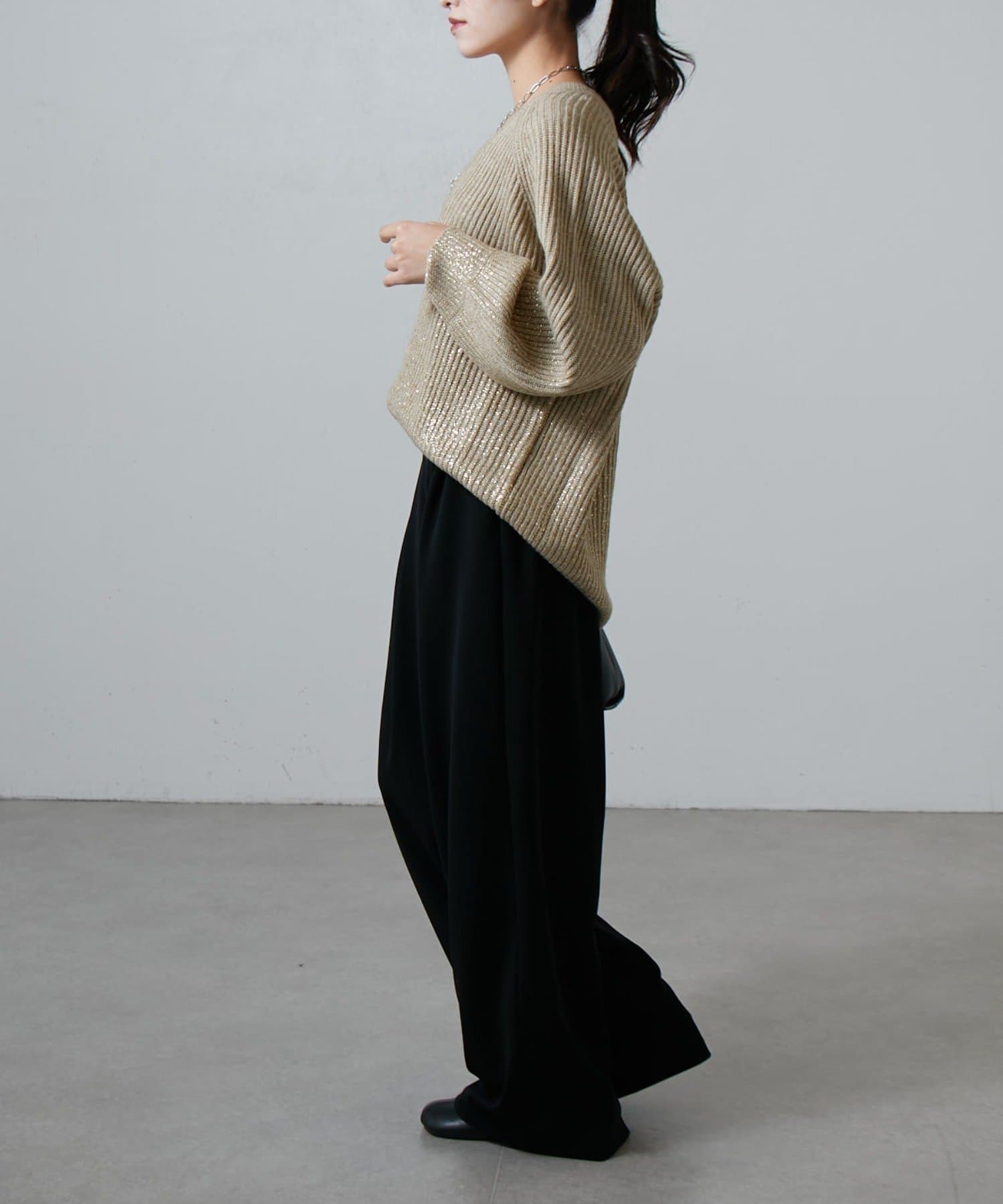 Lui's(ルイス) ラメプリントVネックニットプルオーバー