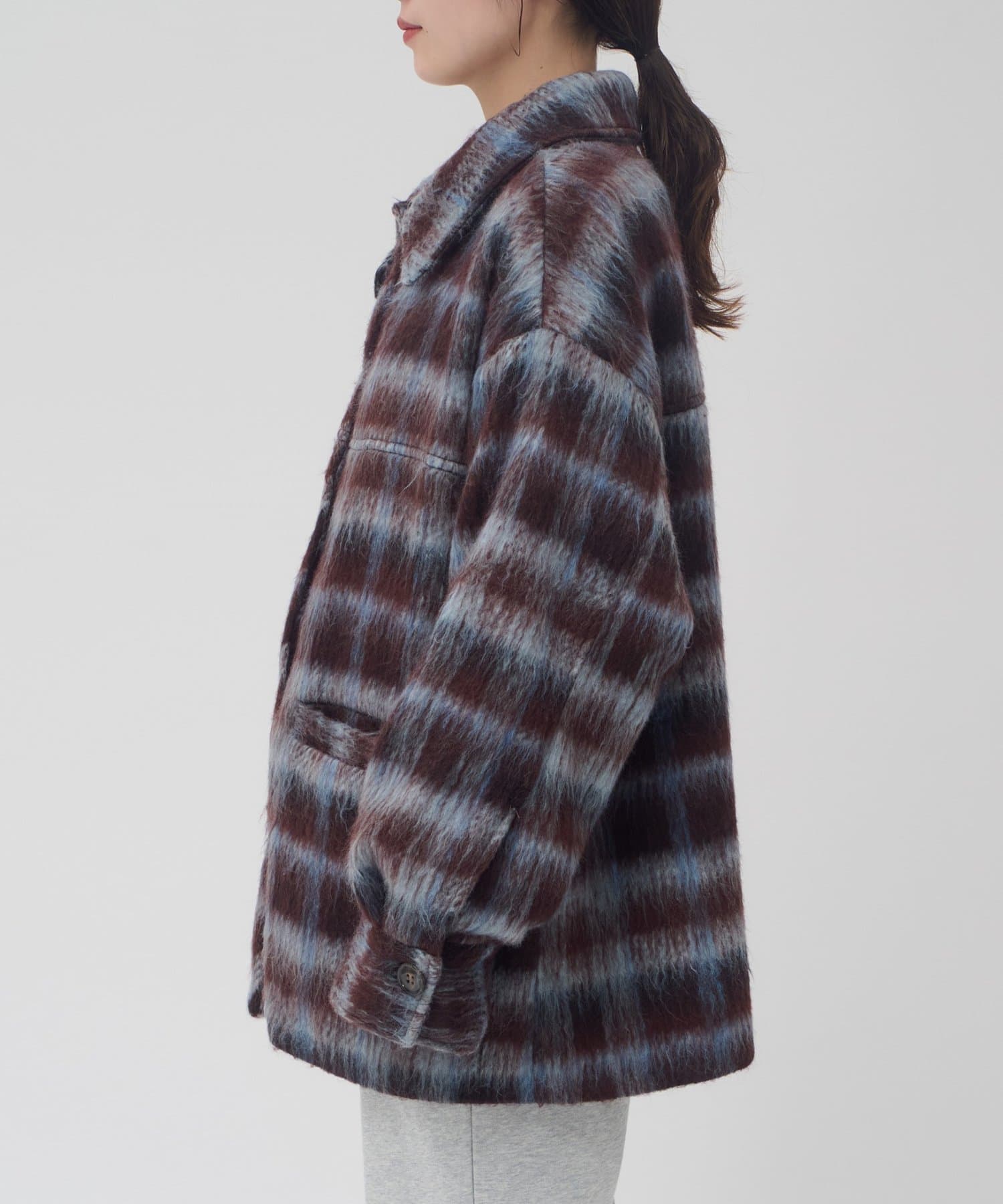 DISCOAT(ディスコート) 【umm./特別感ある一着】チェックシャギーコート