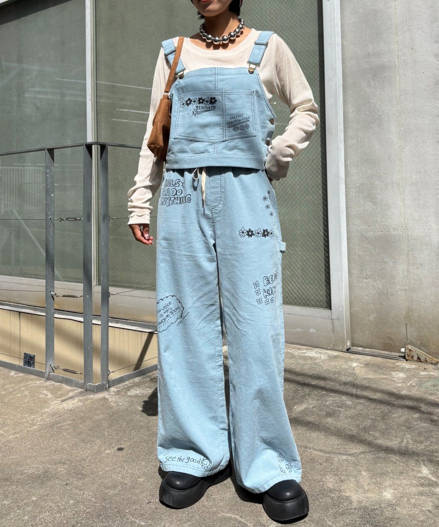 CIAOPANIC TYPY(チャオパニックティピー) ★【HELLO.SANFRANCISCO/ハローサンフランシスコ】マルチウェイ落書きコーデュロイ配色ステッチサロペット