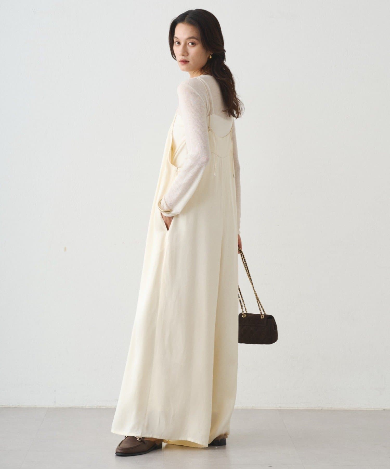 ラウンジドレス　loungedressサテンキャミワンピース Loungedress(ラウンジドレス) ティアードキャミワンピース