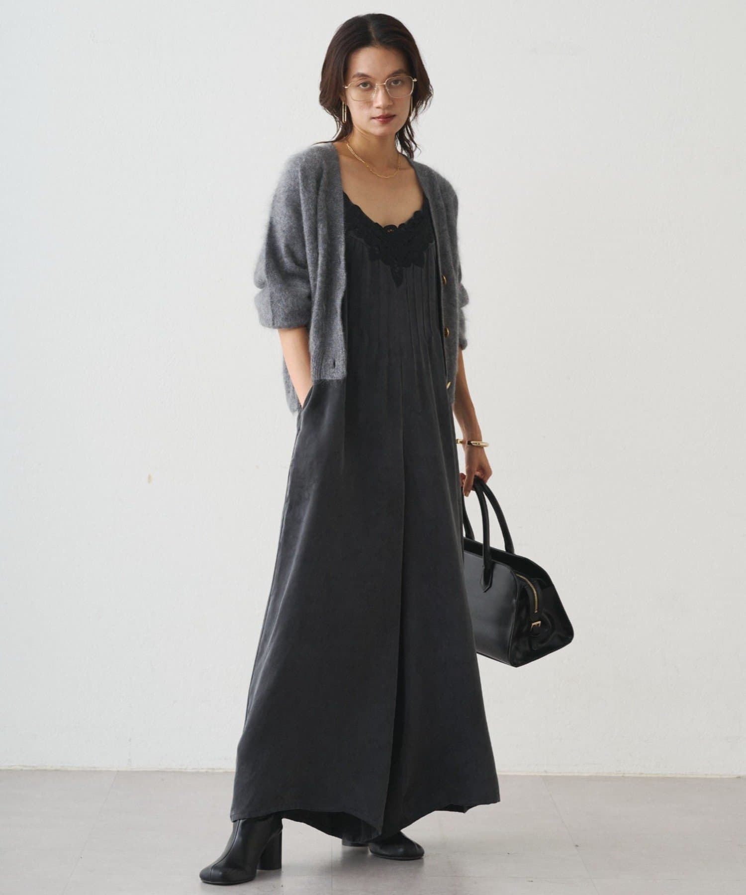 LOUNGEDRESS(ラウンジドレス) レースサテンキャミオールインワン