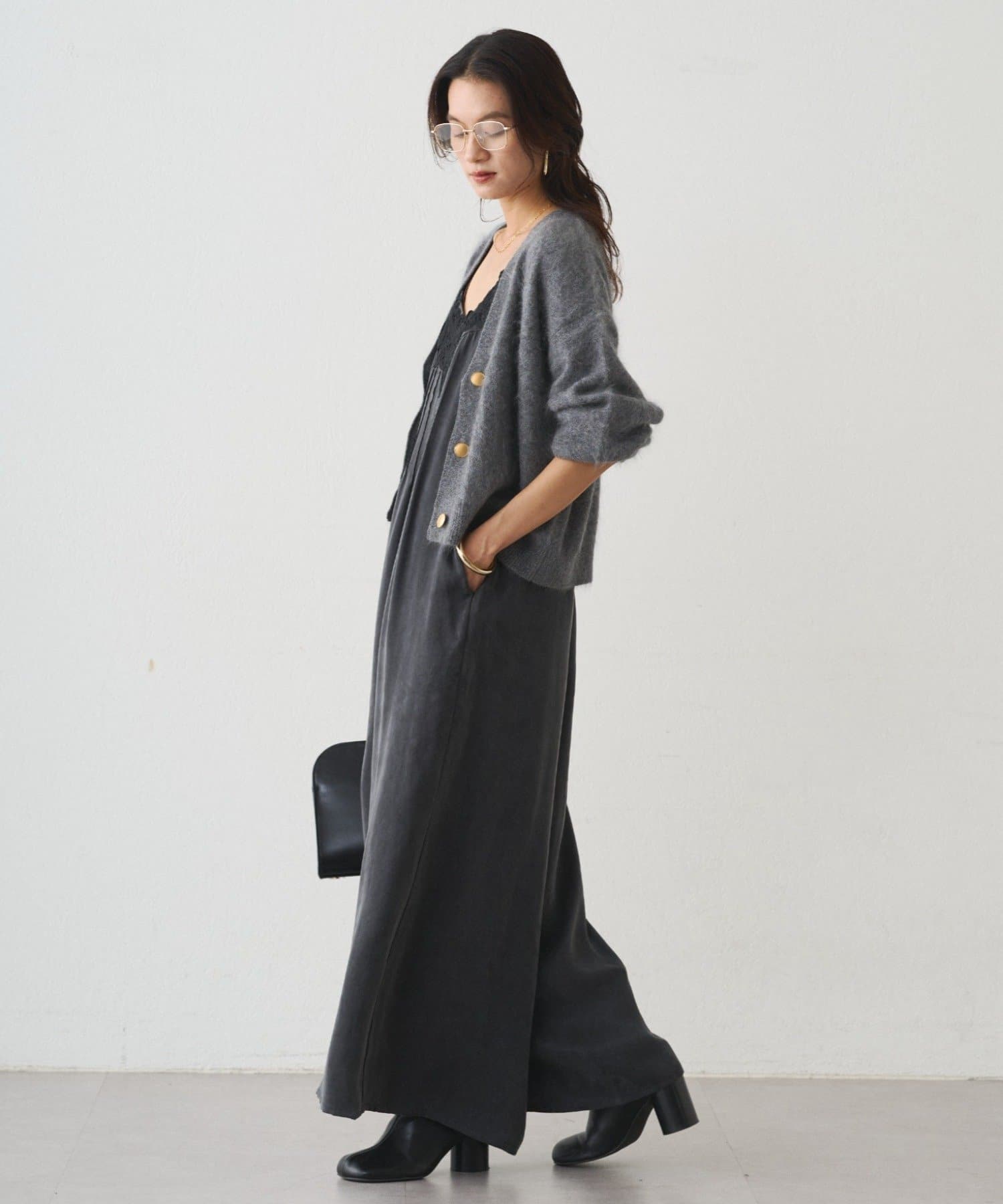 LOUNGEDRESS(ラウンジドレス) レースサテンキャミオールインワン