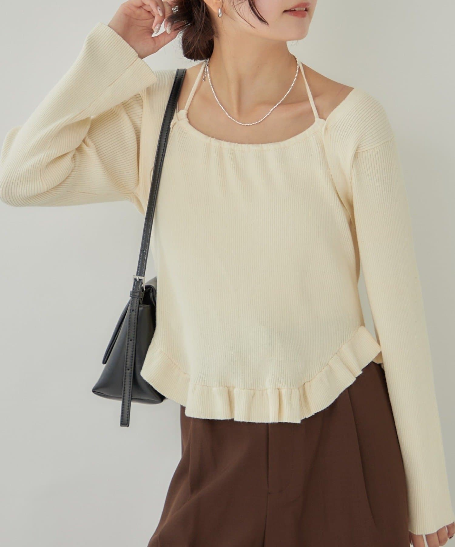 mystic(ミスティック) ペプラムレイヤードニット