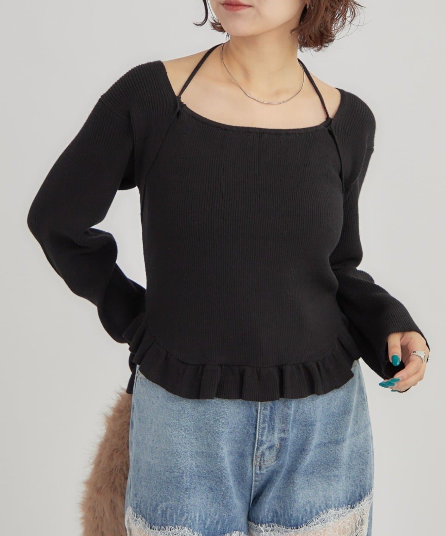 mystic(ミスティック) ペプラムレイヤードニット