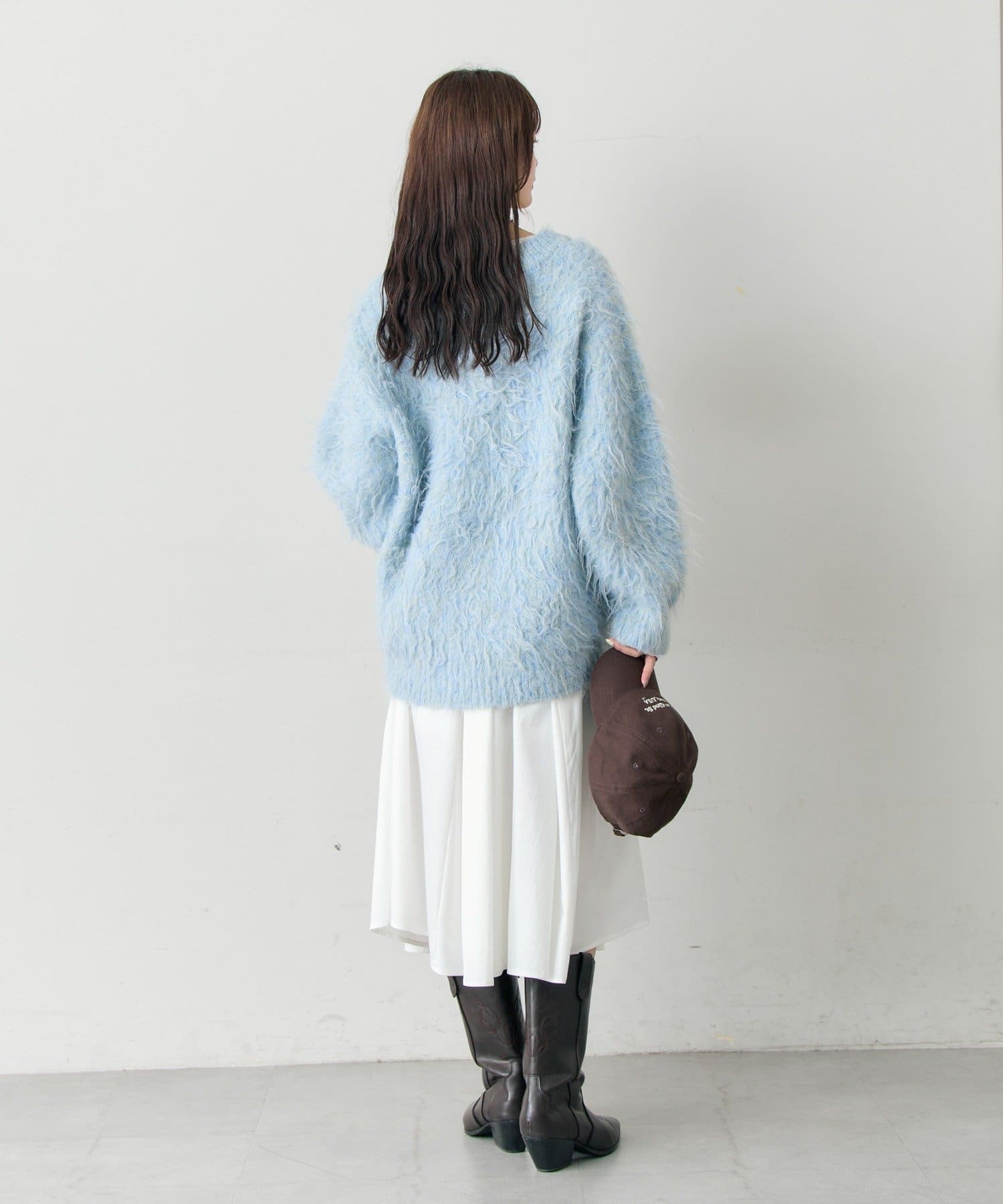 mystic(ミスティック) 《新色BLUE登場！》【前後両前で着れる】ふわふわシャギーニット