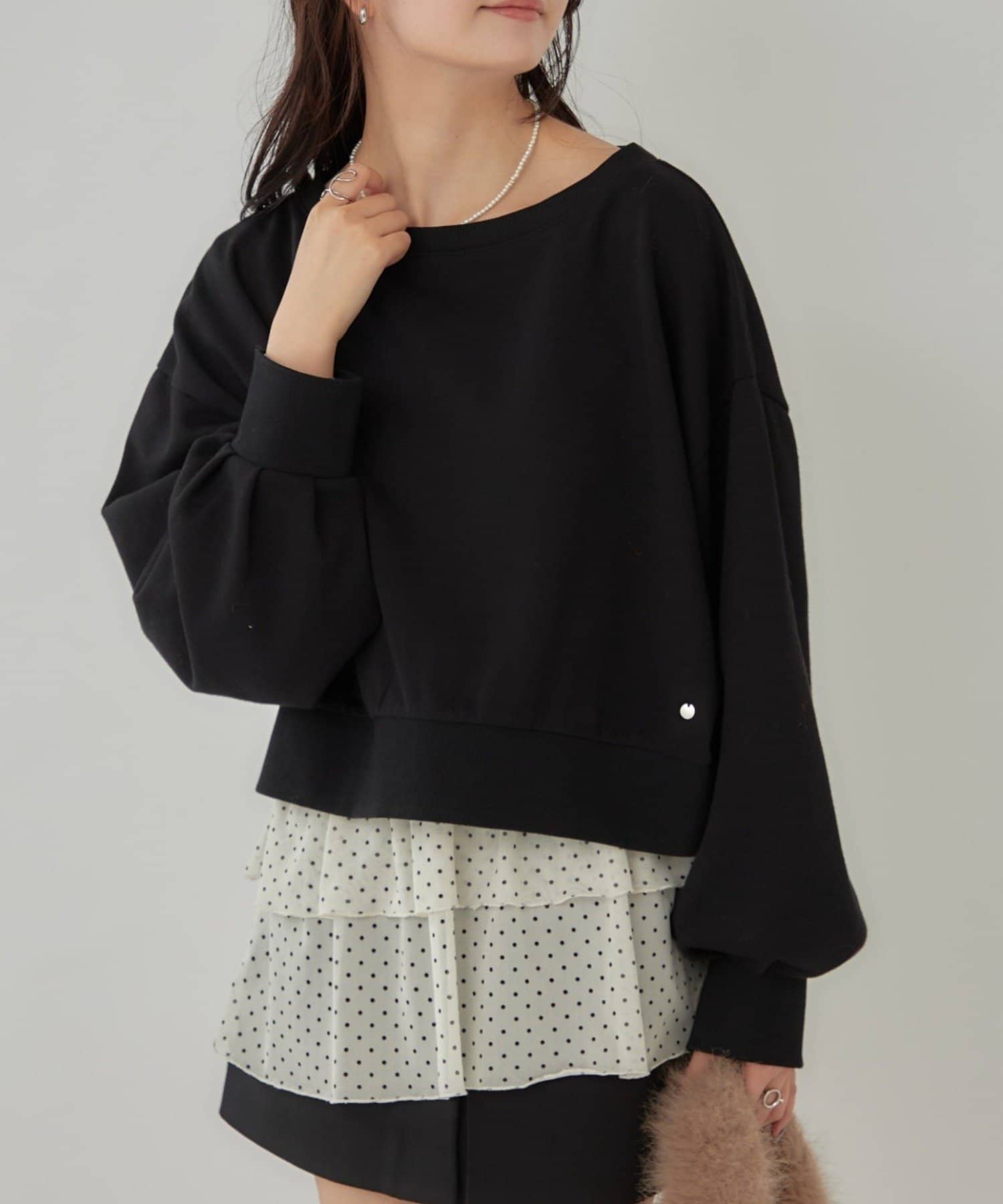 mystic(ミスティック) 袖ボリューム ショートスウェット