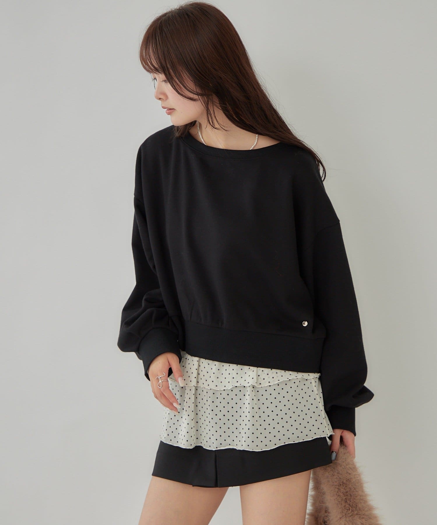 mystic(ミスティック) 袖ボリューム ショートスウェット