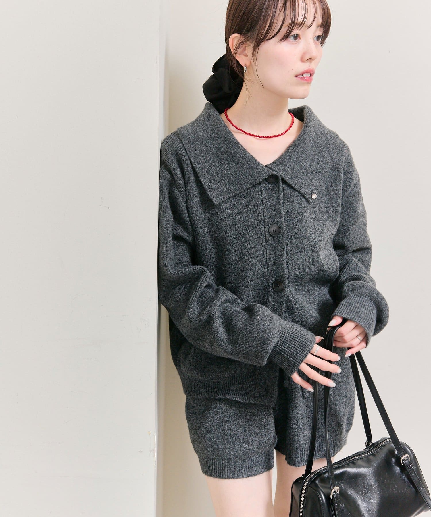 mystic(ミスティック) 《SET UP着用がおすすめ!》襟付きプレートニットカーディガン