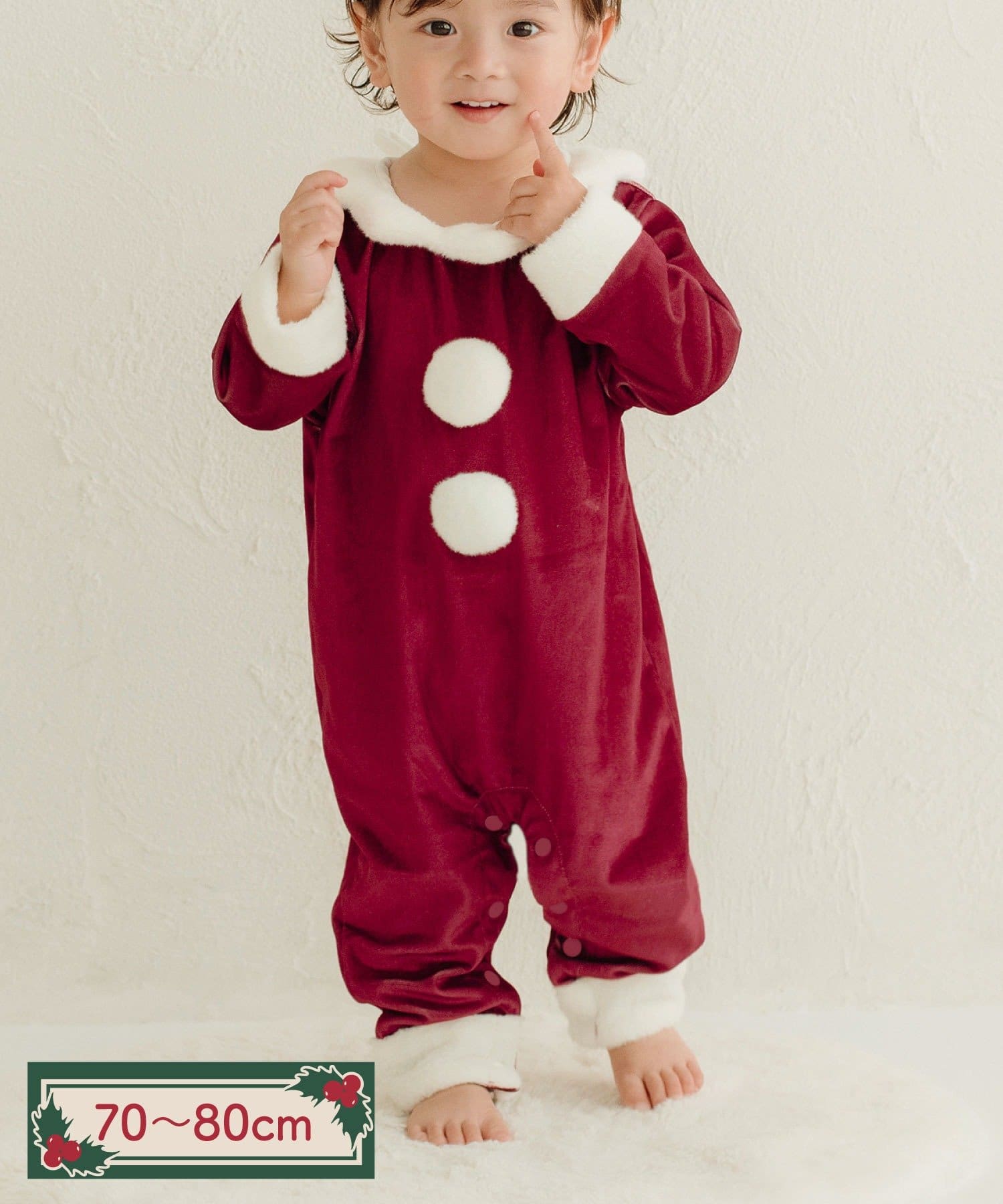 3COINS(スリーコインズ) サンタロンパース:70~80cm/クリスマス