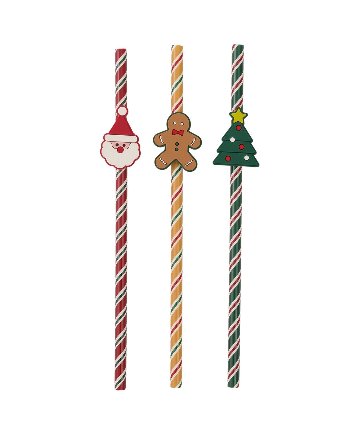 3COINS(スリーコインズ) モチーフ付きストロー3本セット/クリスマス