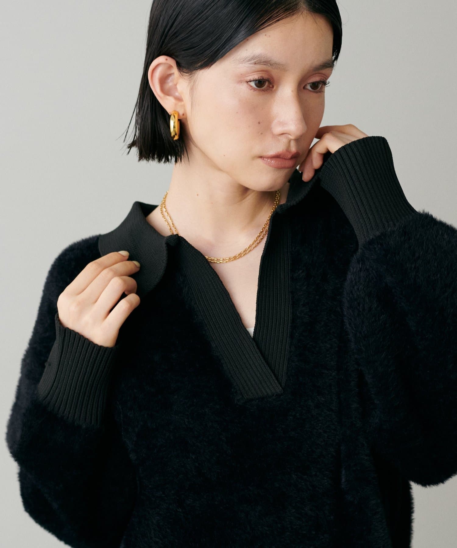LARUTA(ラルータ) スキッパーシャギーニットプルオーバー