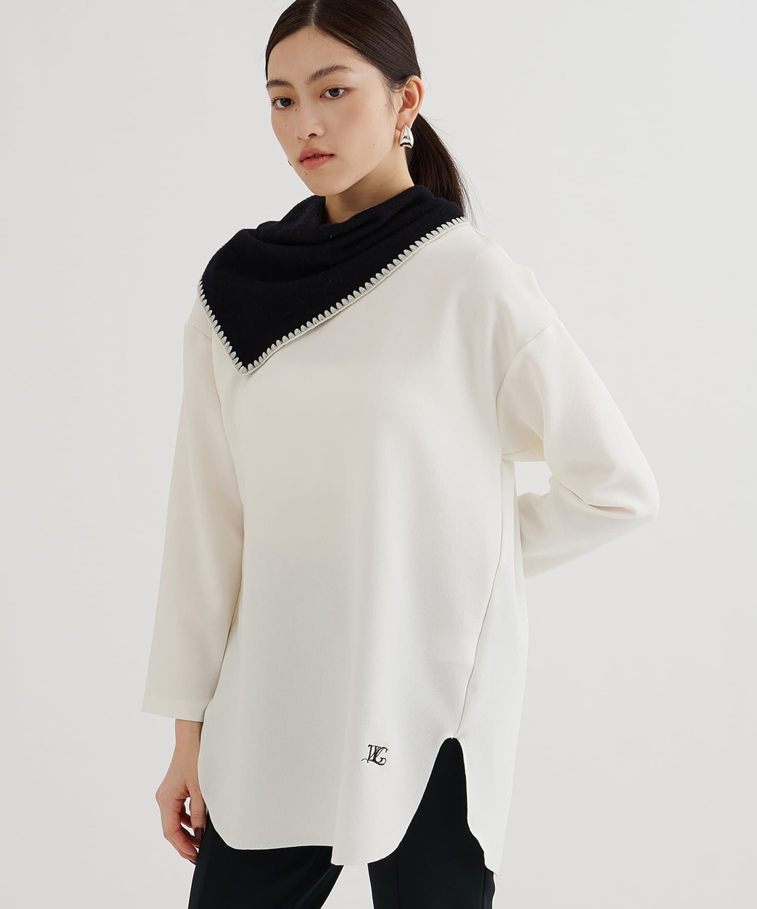 Whim Gazette(ウィム ガゼット) 刺繍ジョーゼットプルオーバー