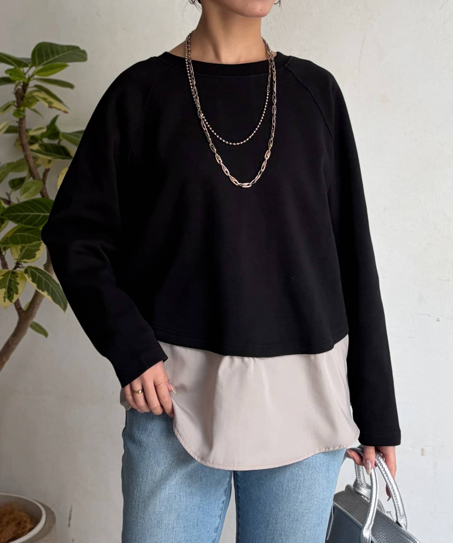 Chez toi(シェトワ) サカリバ裾異素材プルオーバー