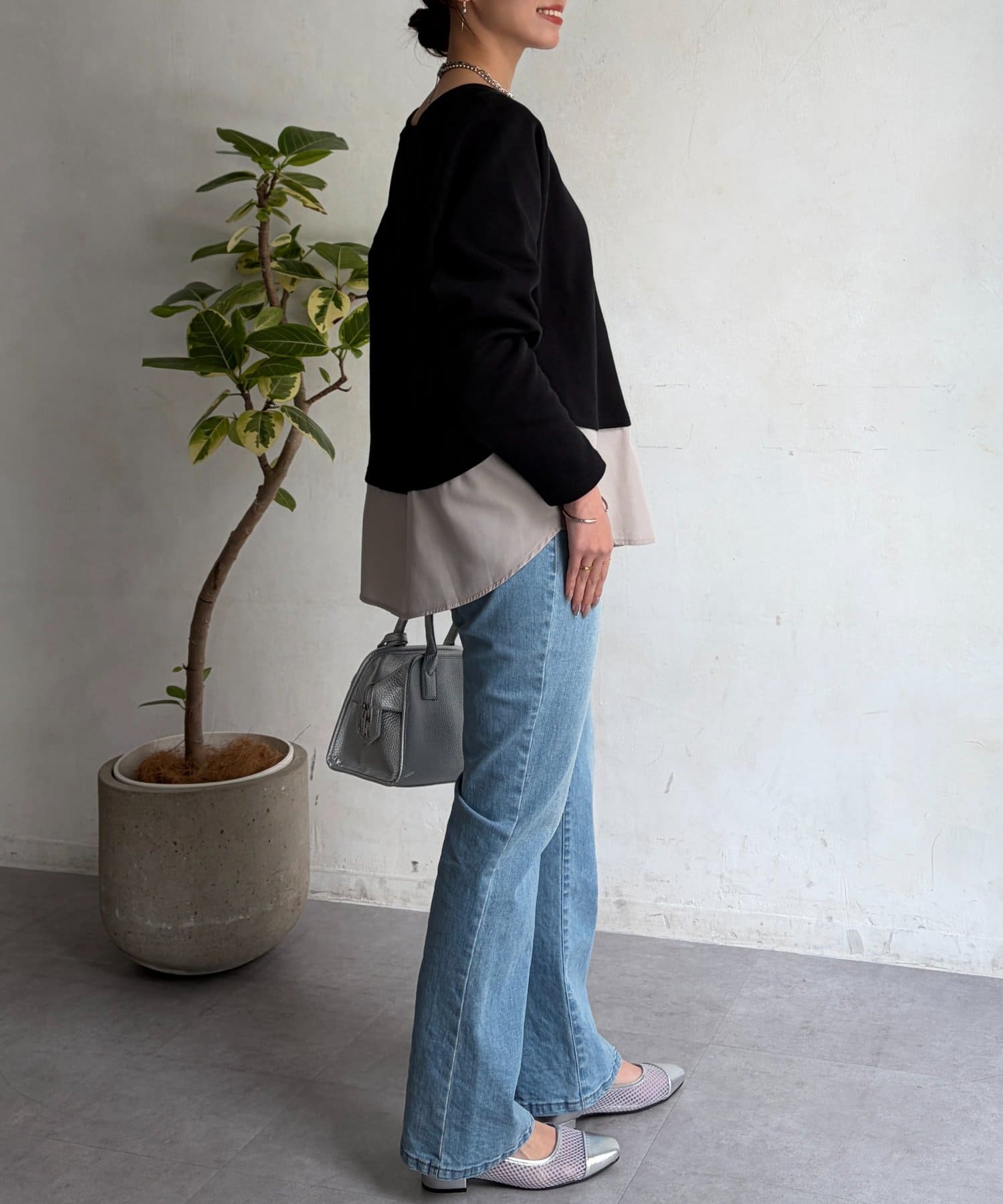 Chez toi(シェトワ) サカリバ裾異素材プルオーバー