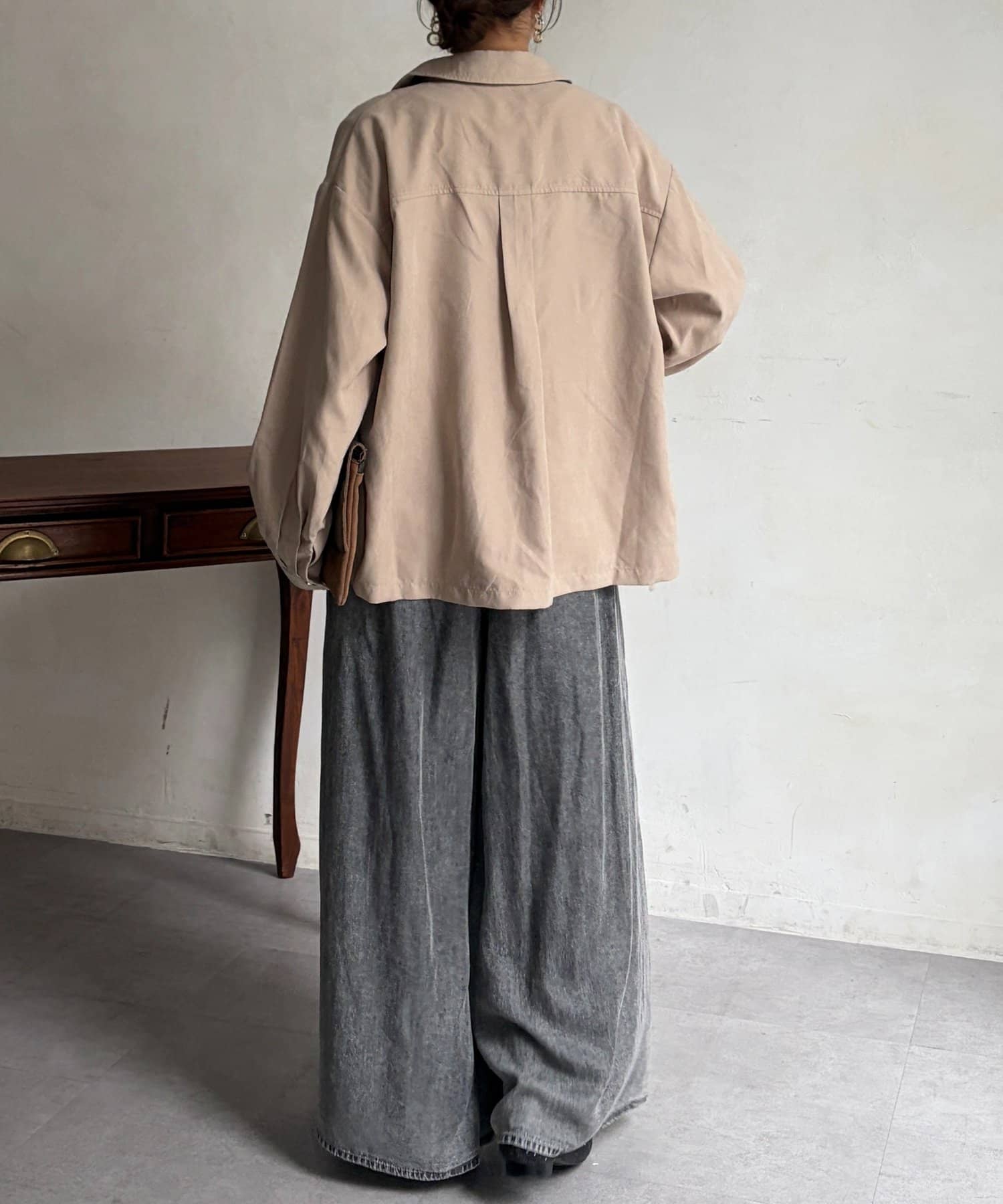 Chez toi(シェトワ) パウダー加工ワイドデニム