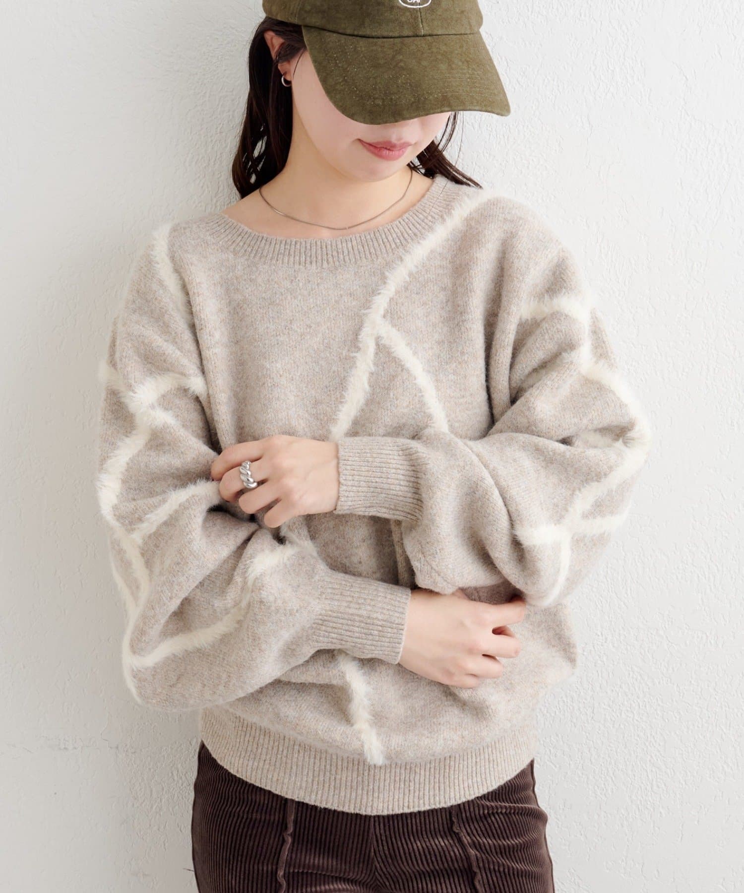 Kastane(カスタネ) B シャギーラインニットプルオーバー