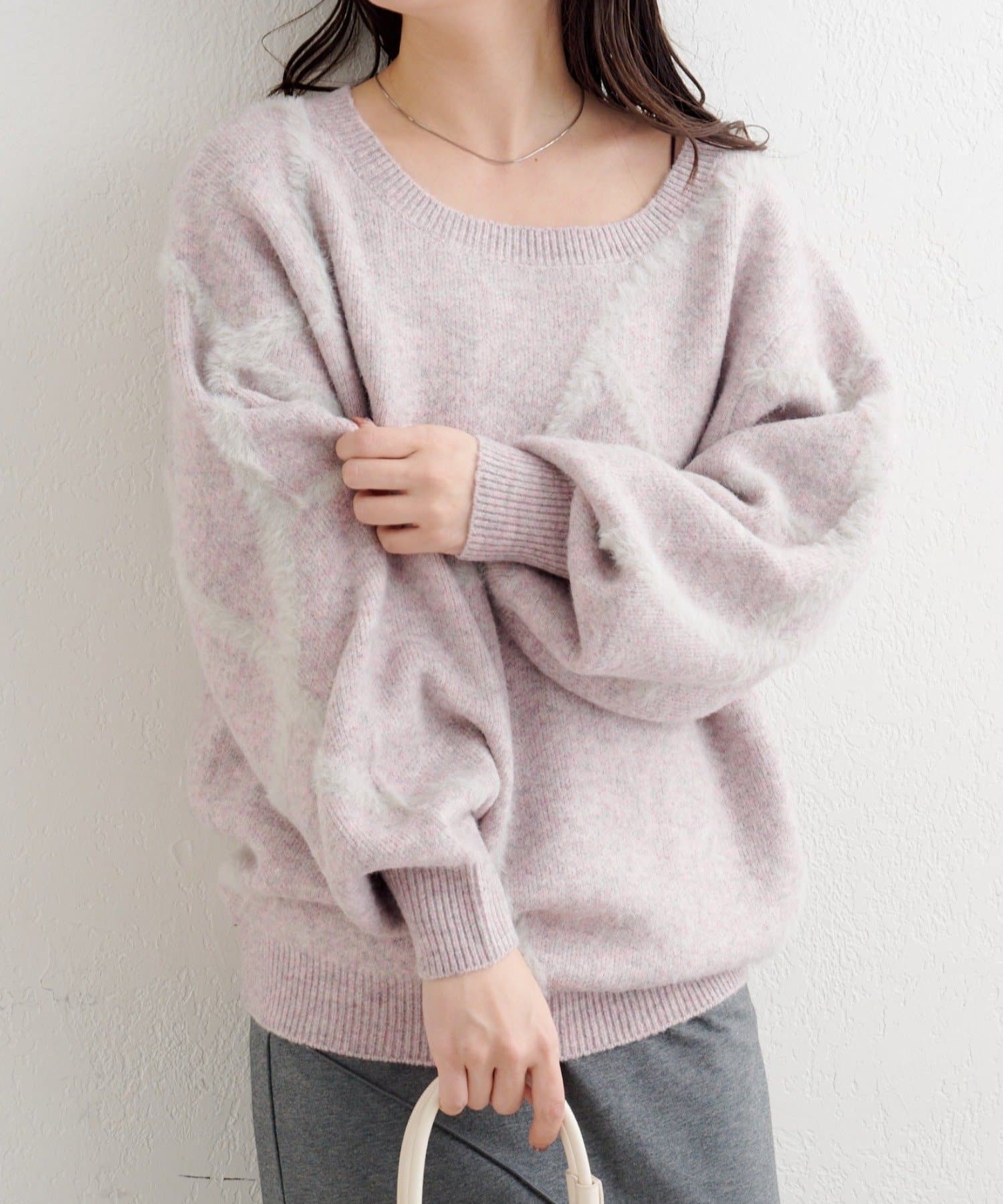 Kastane(カスタネ) B シャギーラインニットプルオーバー