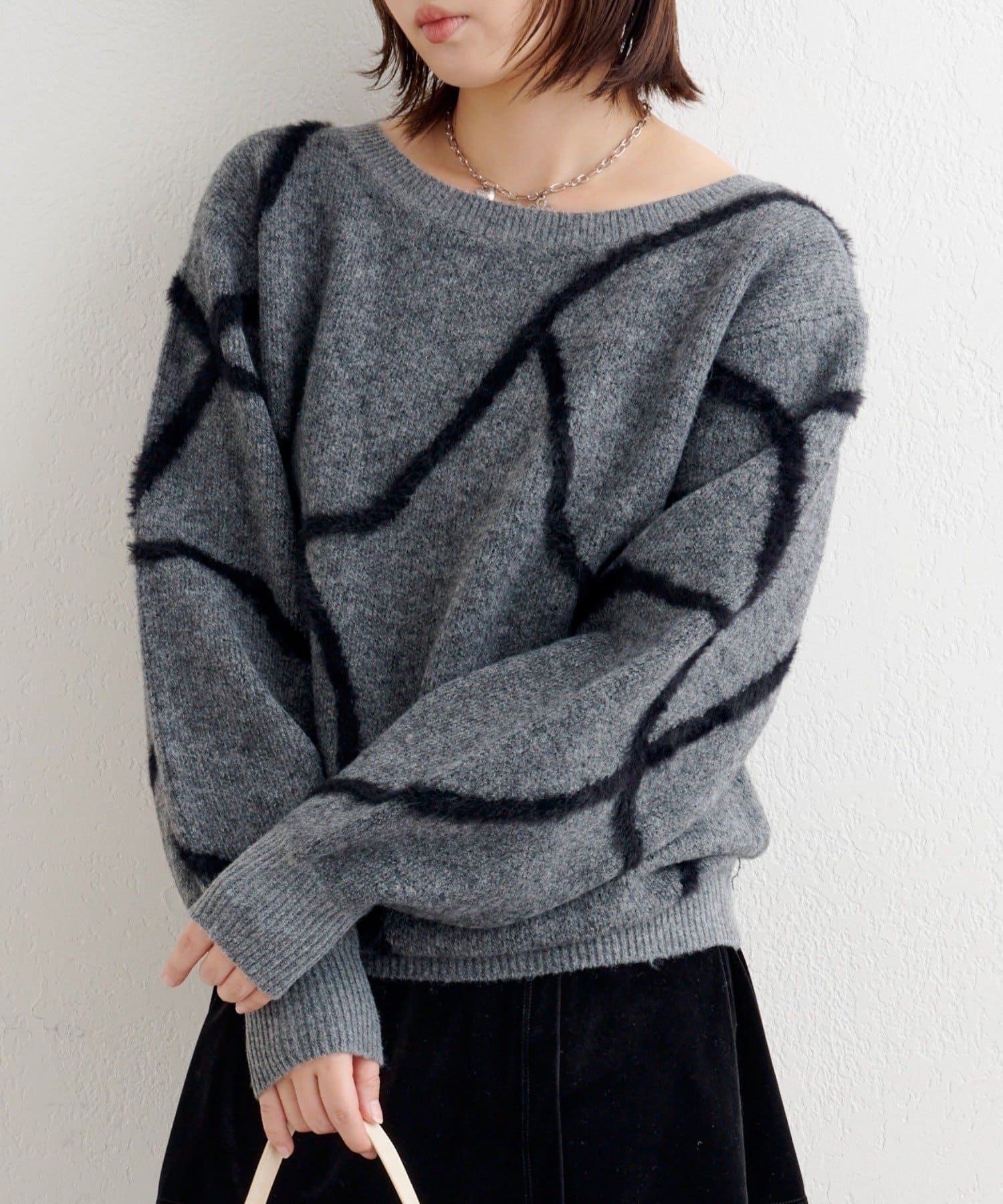 Kastane(カスタネ) B シャギーラインニットプルオーバー