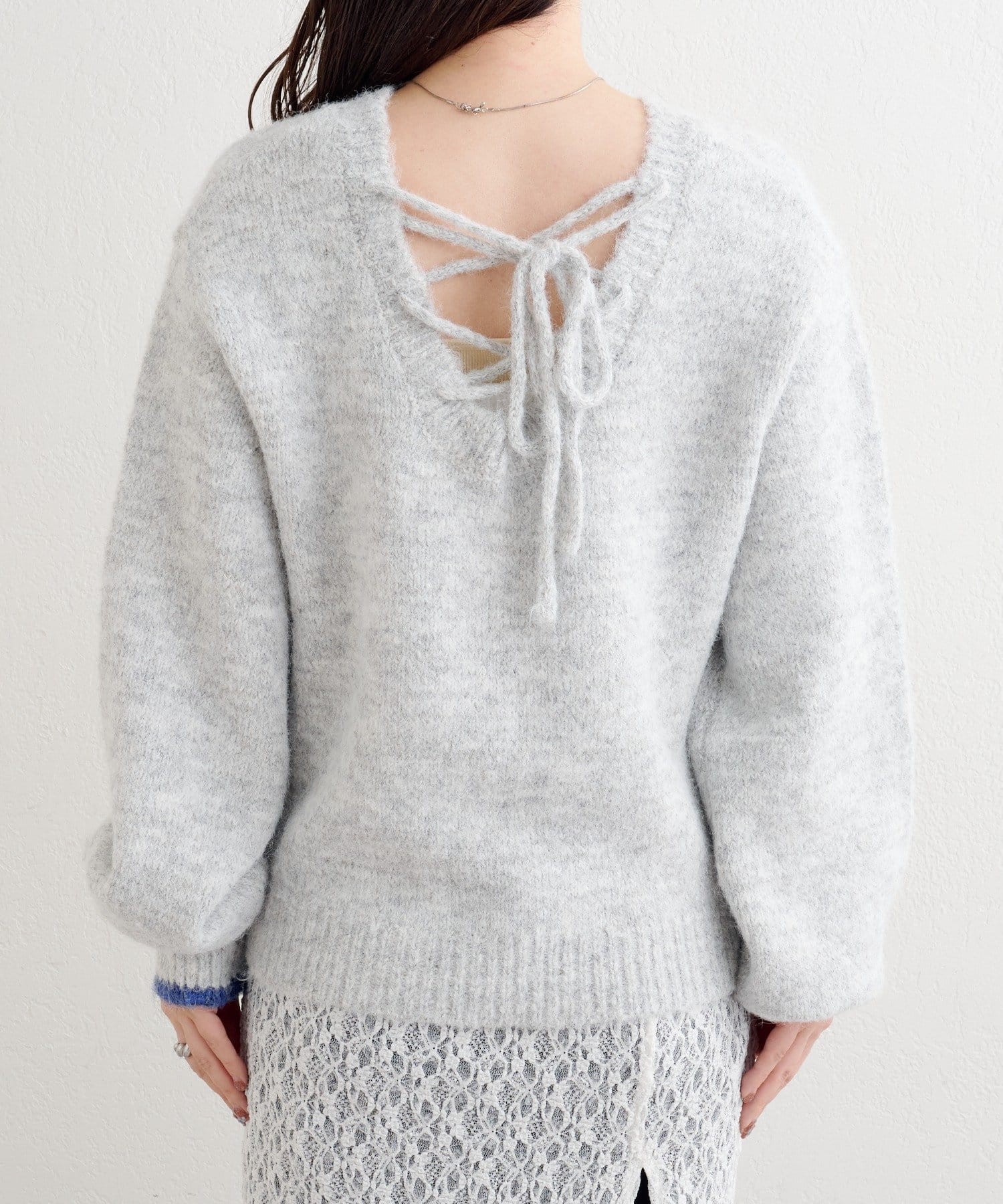 Kastane(カスタネ) B レースアップニットプルオーバー