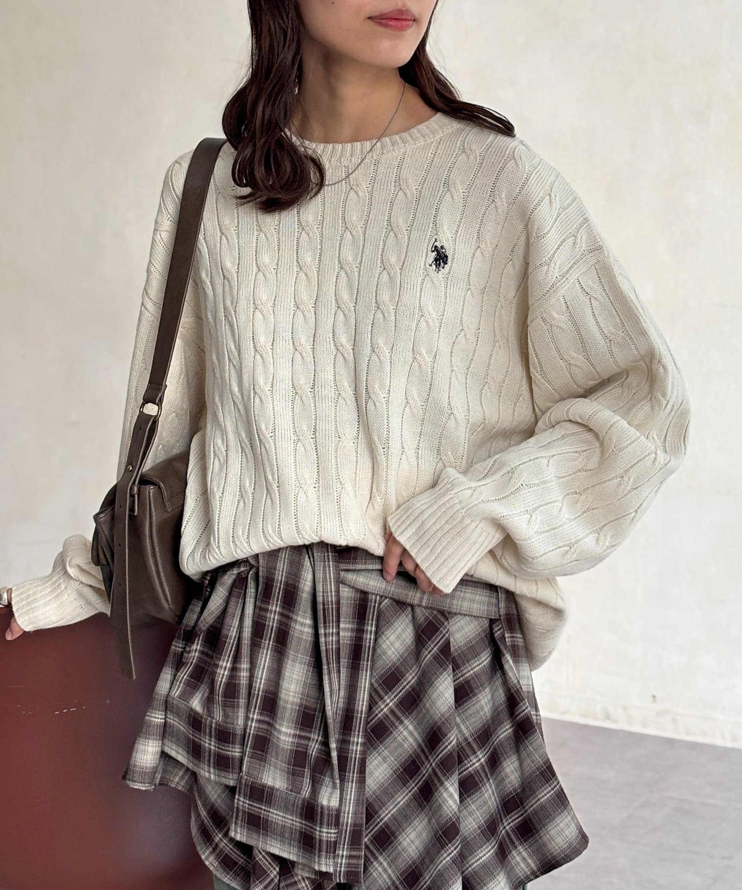 CPCM(シーピーシーエム) 【U.S. POLO ASSN. 】1ポイント刺繍ケーブルニットプルオーバー