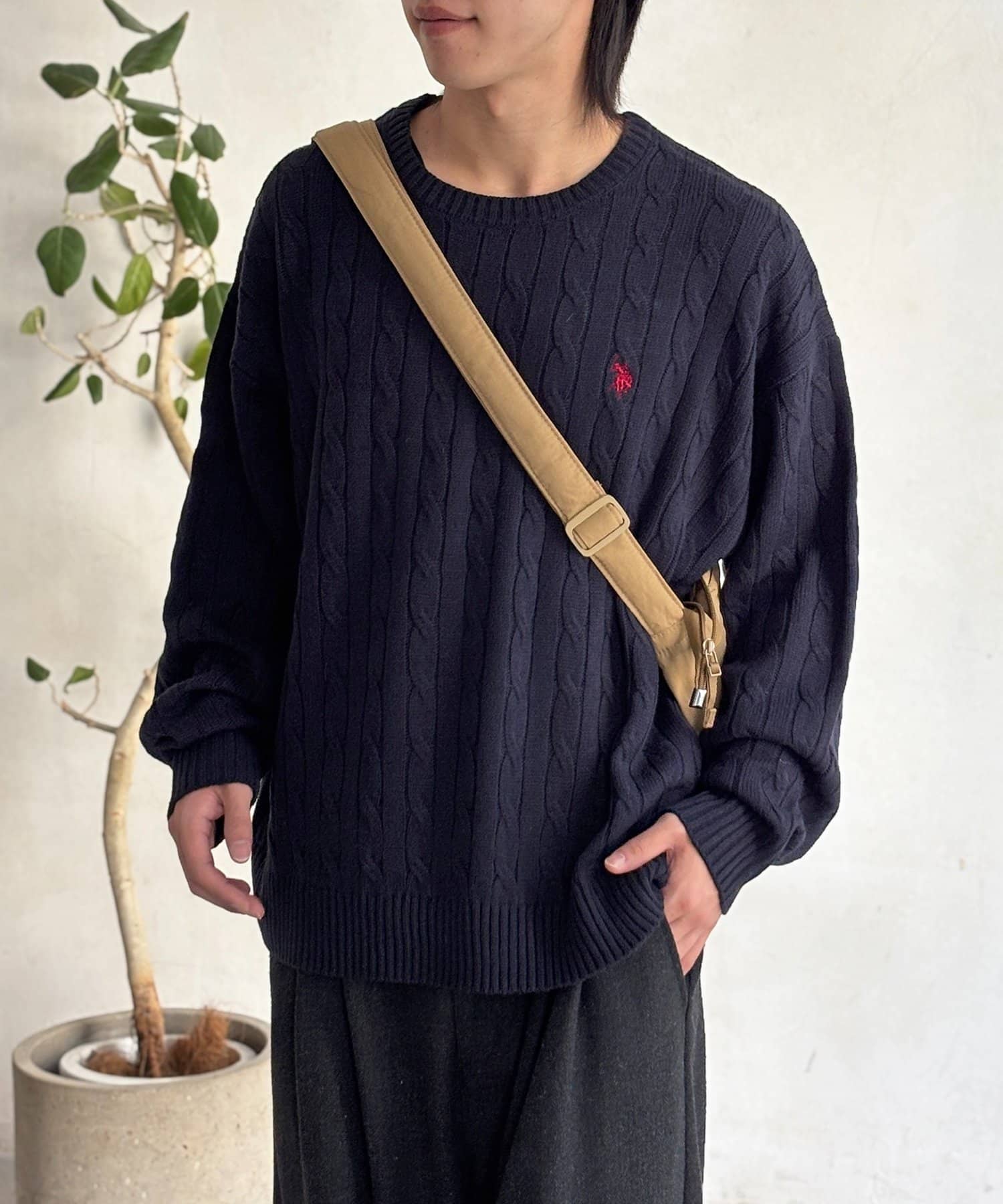 CPCM(シーピーシーエム) 【U.S. POLO ASSN. 】1ポイント刺繍ケーブルニットプルオーバー