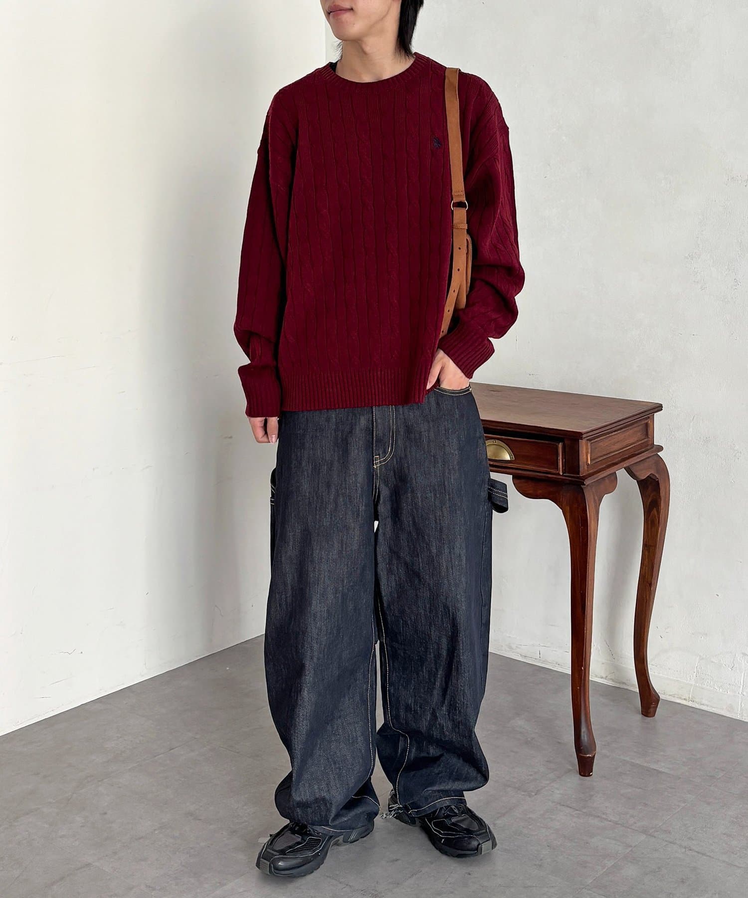 CPCM(シーピーシーエム) 【U.S. POLO ASSN. 】1ポイント刺繍ケーブルニットプルオーバー