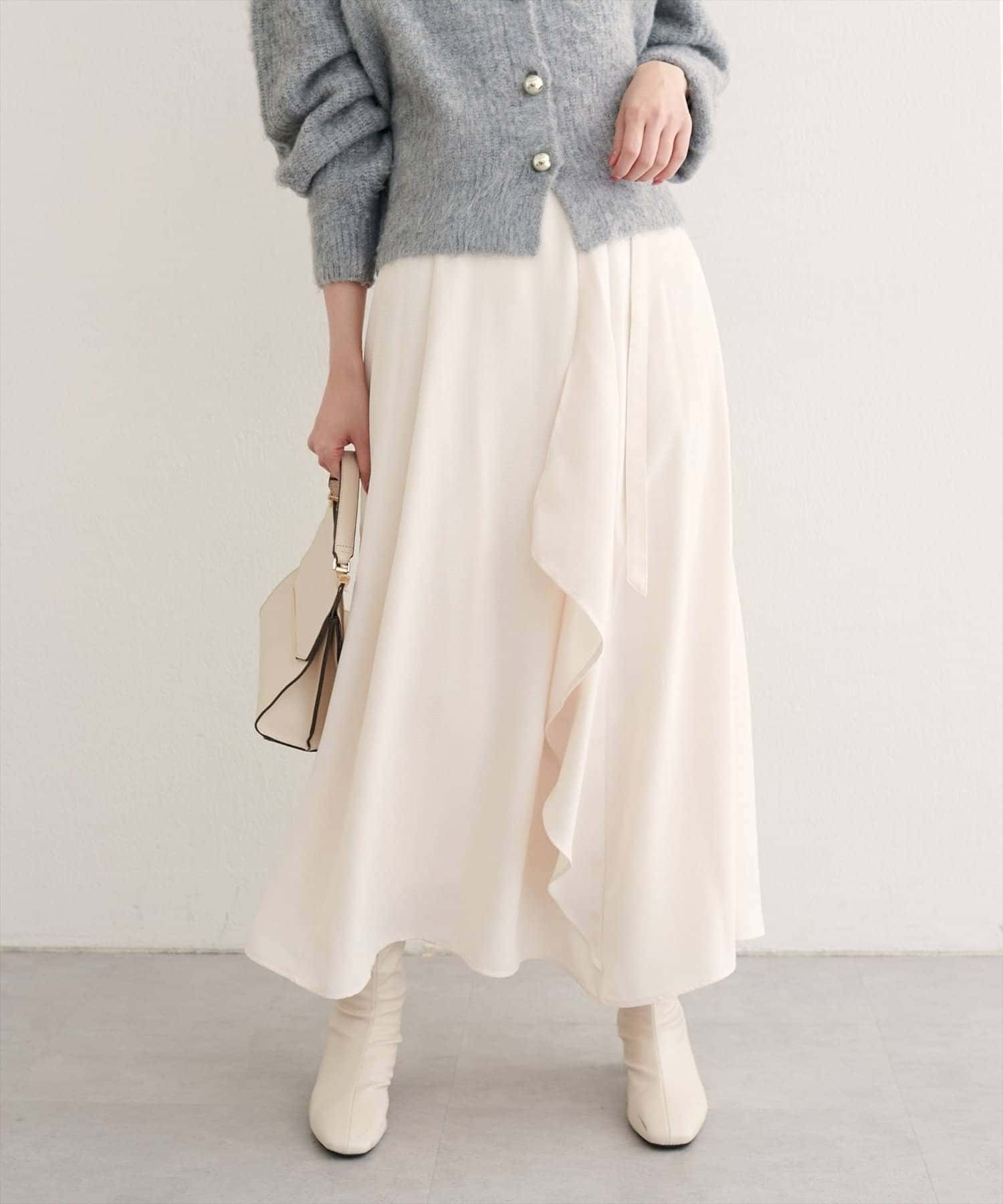 NICE CLAUP / OLIVE des OLIVE OUTLET(ナイスクラップ  / オリーブ デ オリーブ アウトレット) 【natural couture】ウエストベルト付きラッフルデザインスカート