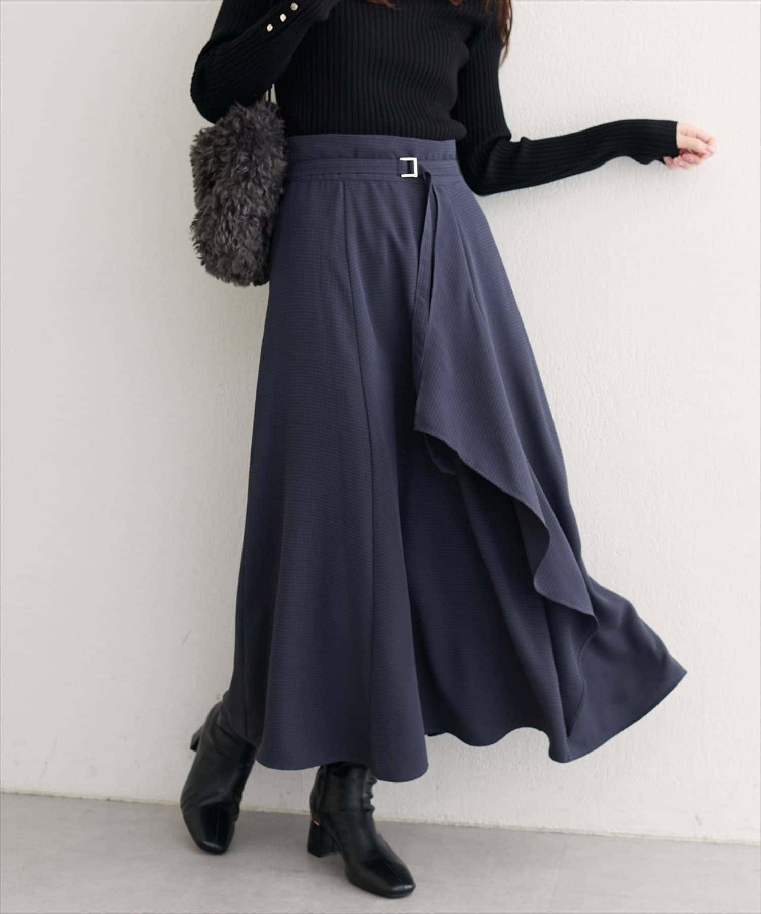 NICE CLAUP / OLIVE des OLIVE OUTLET(ナイスクラップ  / オリーブ デ オリーブ アウトレット) 【natural couture】ウエストベルト付きラッフルデザインスカート