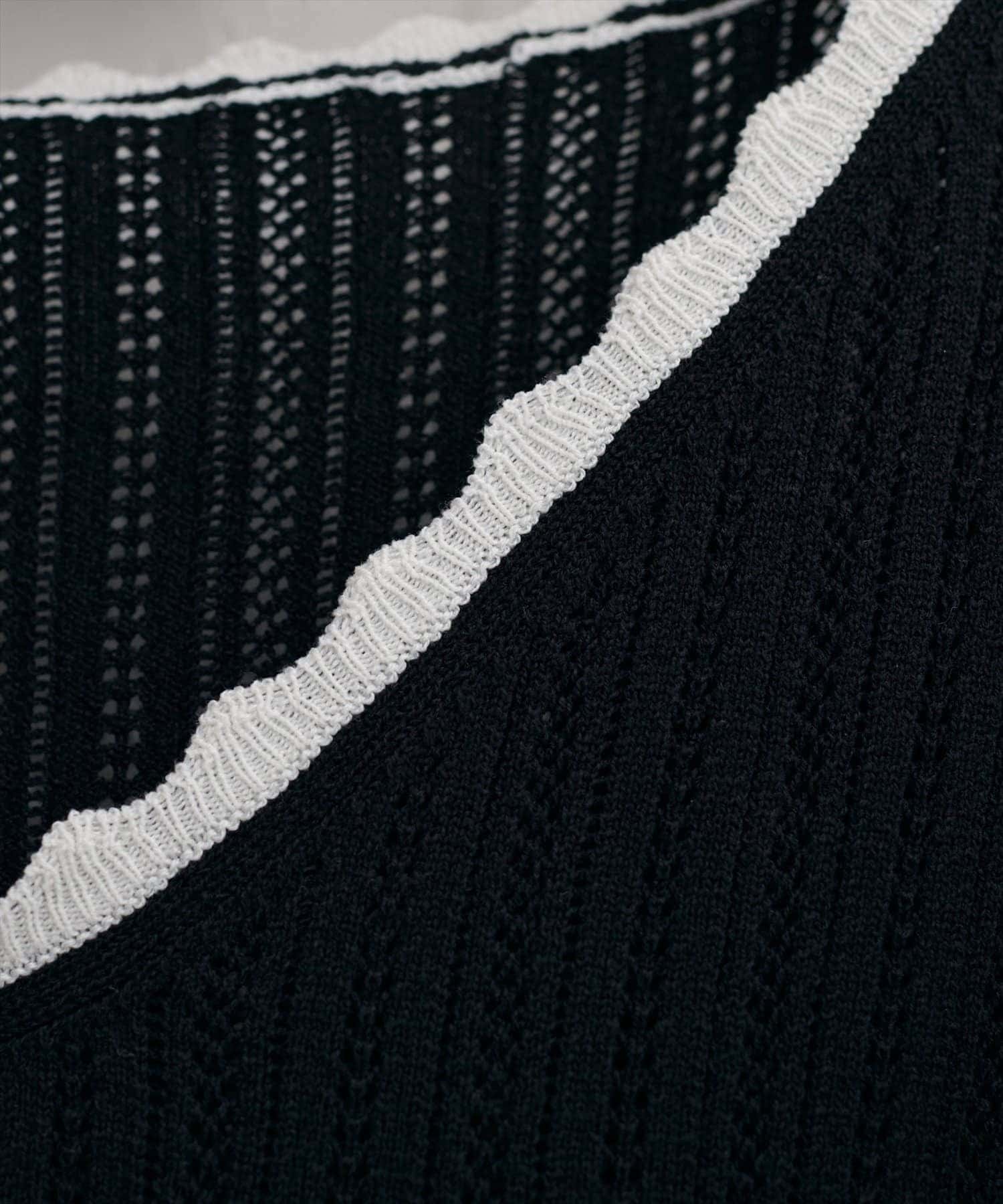 NICE CLAUP / OLIVE des OLIVE OUTLET(ナイスクラップ  / オリーブ デ オリーブ アウトレット) 【natural couture】配色リボン透かし編みカーディガン