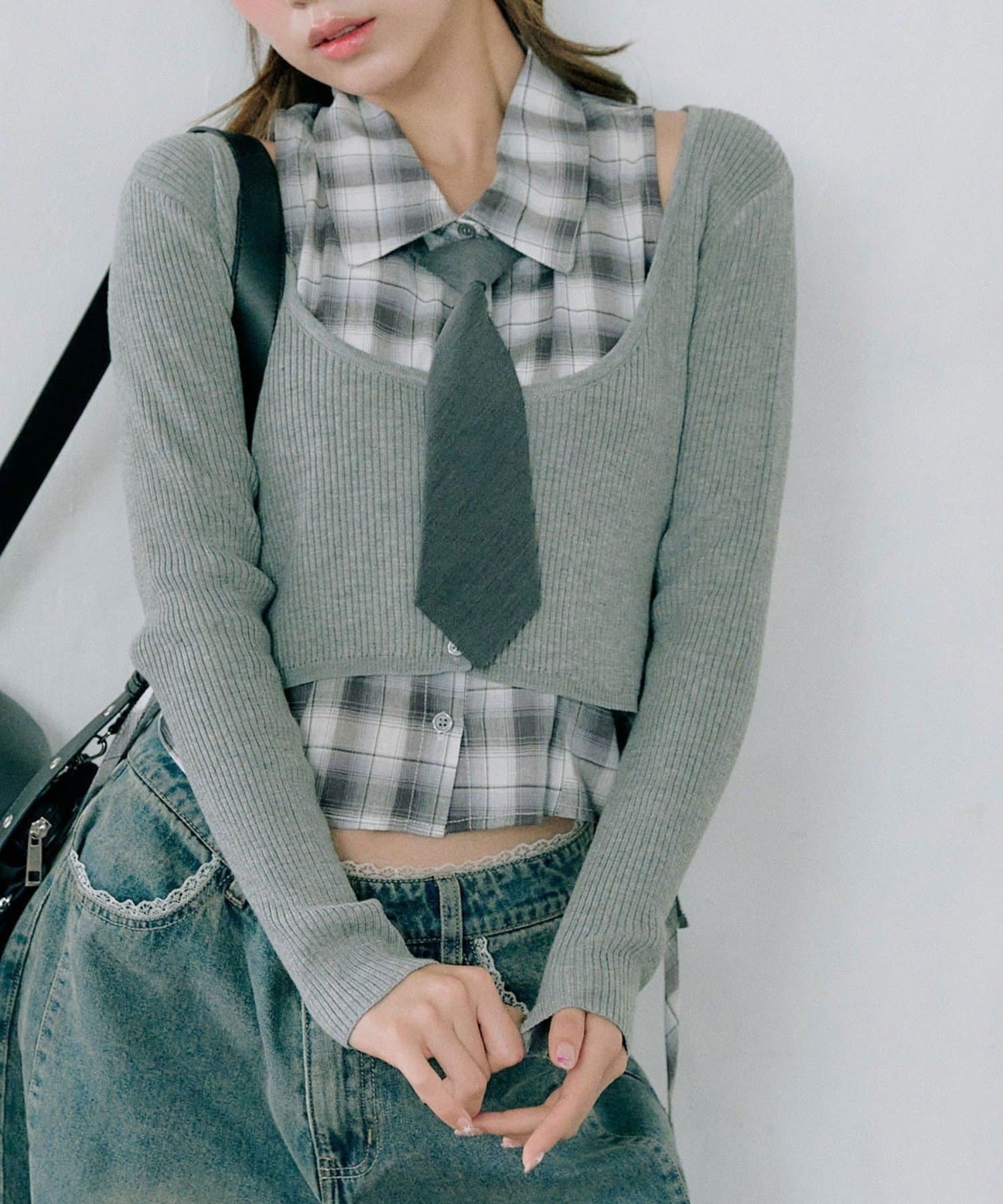 NICE CLAUP / OLIVE des OLIVE OUTLET(ナイスクラップ  / オリーブ デ オリーブ アウトレット) 【OLIVE des OLIVE】ノースリシャツ×ニットカーデセ