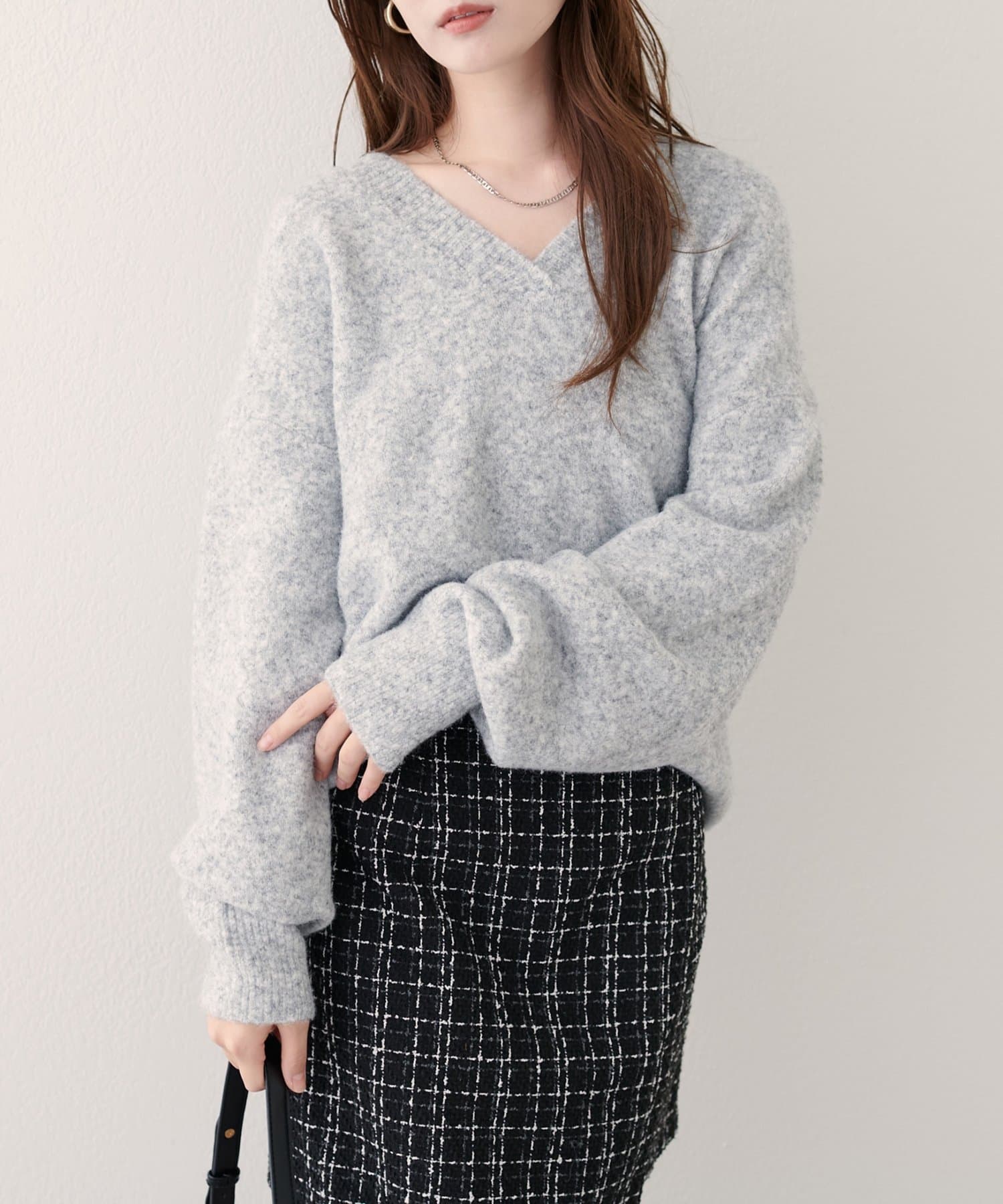 natural couture(ナチュラルクチュール) 【WEB限定】Vネックニットプルオーバー