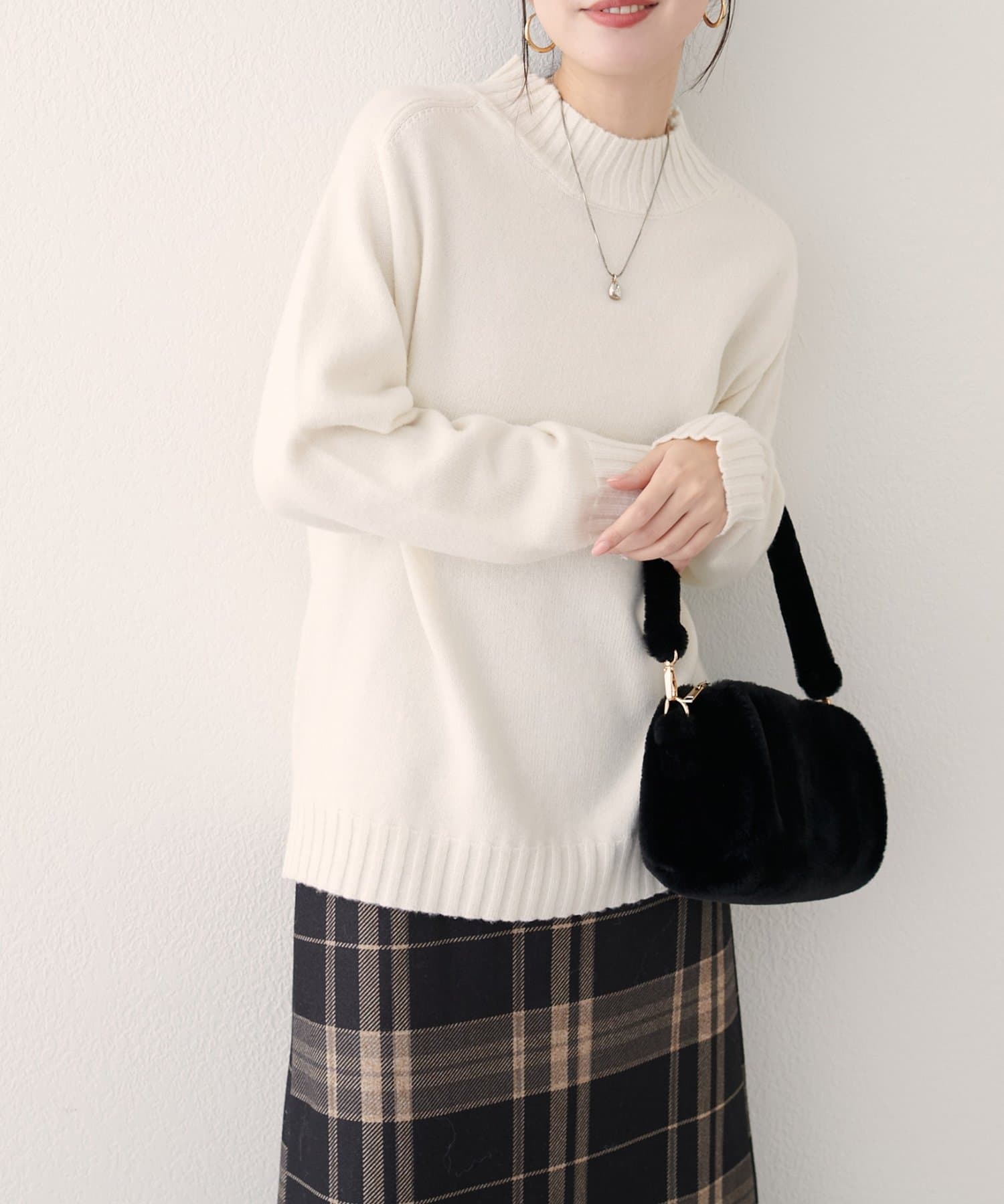 natural couture(ナチュラルクチュール) ウール＆リサイクルポリブレンドニットプルオーバー