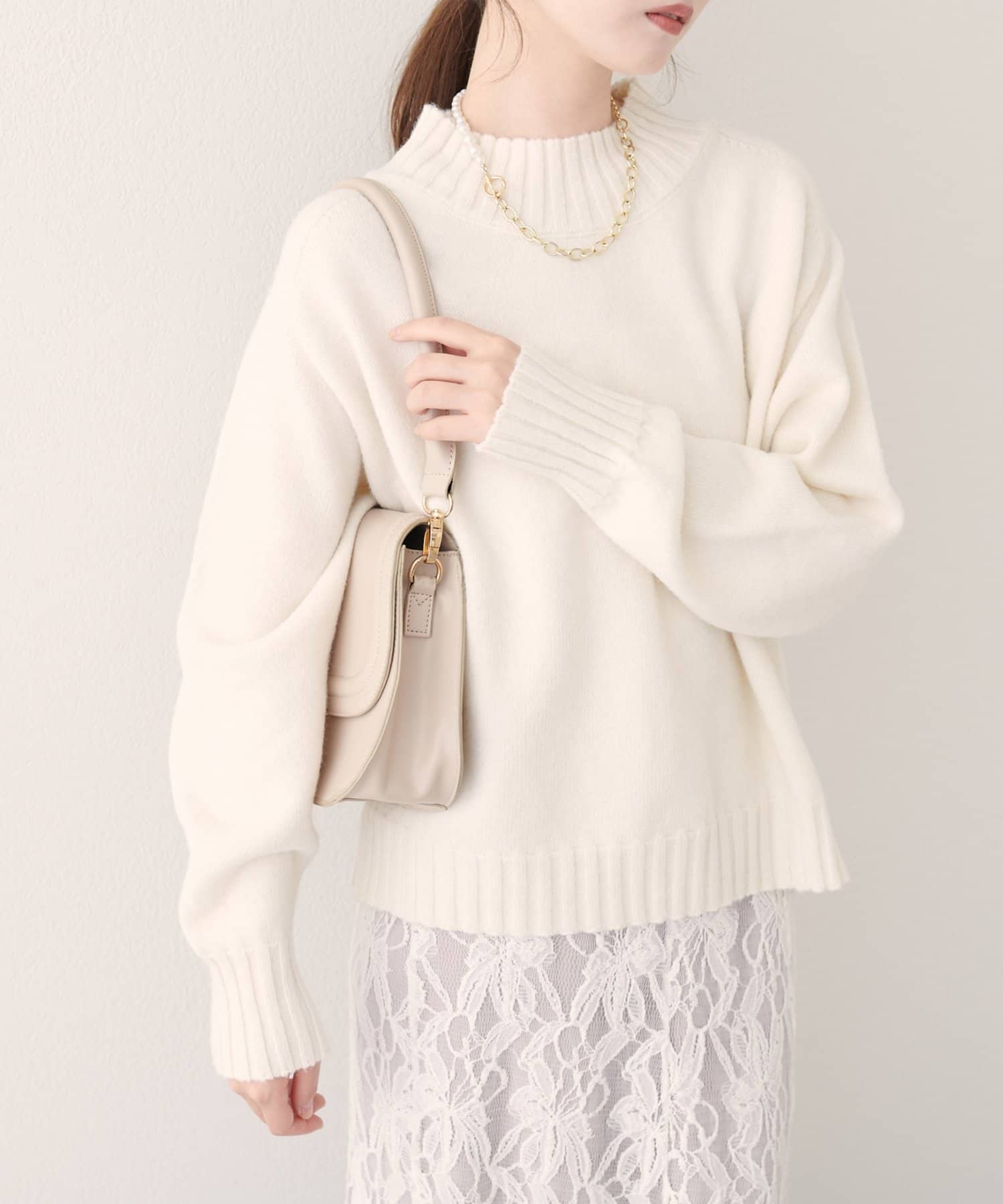 natural couture(ナチュラルクチュール) ウール＆リサイクルポリショートニットプルオーバー