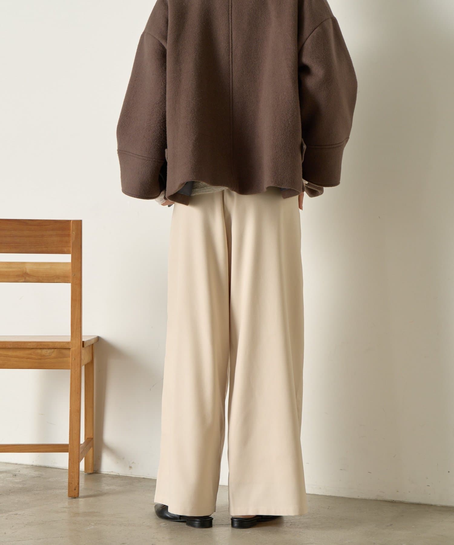 Jena　espace merveilleux(ジェナ　エスパスメルヴェイユ) 【あったかスラックス】2タックワイドパンツ