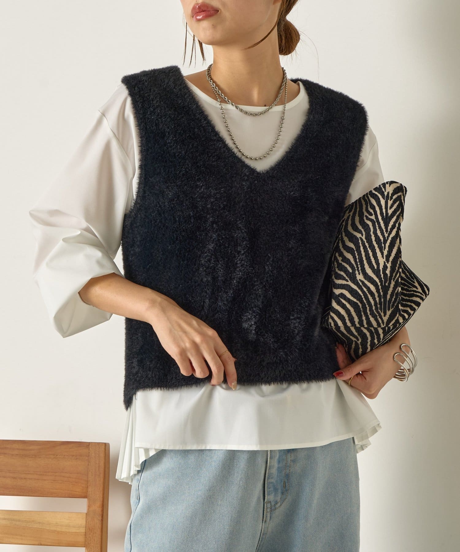 Jena　espace merveilleux(ジェナ　エスパスメルヴェイユ) フェザーベストセットブラウス