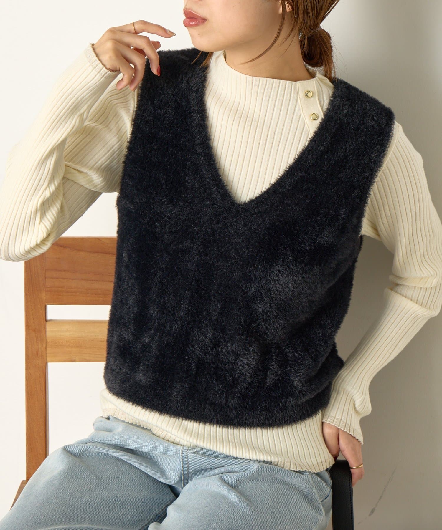 Jena　espace merveilleux(ジェナ　エスパスメルヴェイユ) フェザーベストセットブラウス