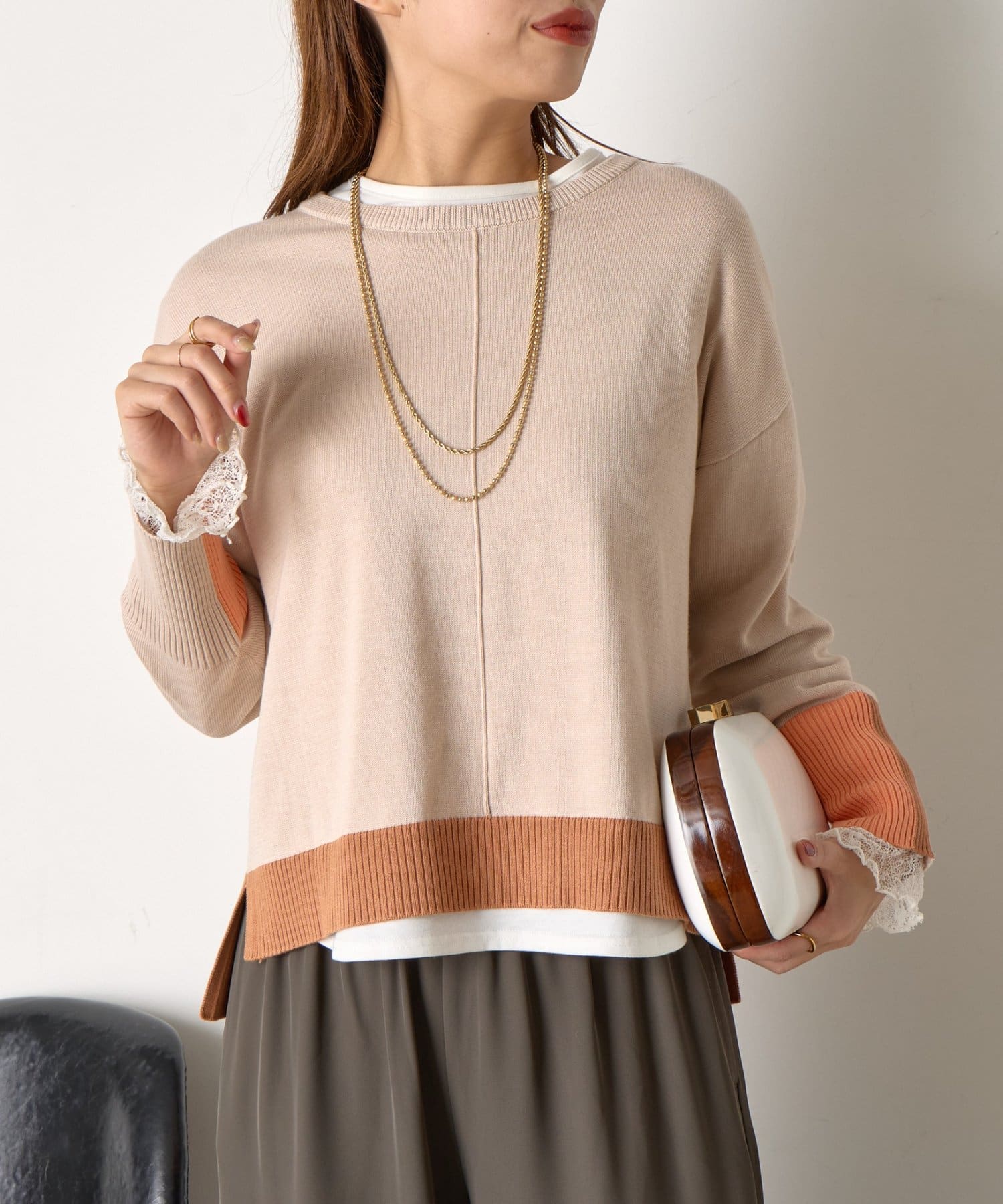 Jena　espace merveilleux(ジェナ　エスパスメルヴェイユ) 3配色ボックスニット