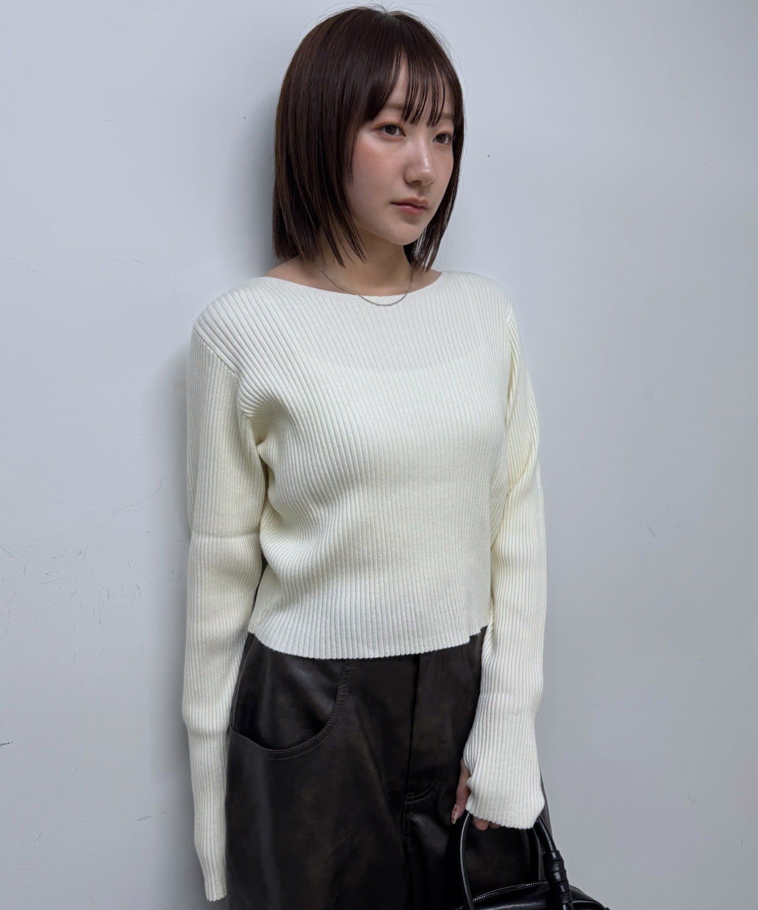 mline(エムライン) [mline]バックロゴ リブニット